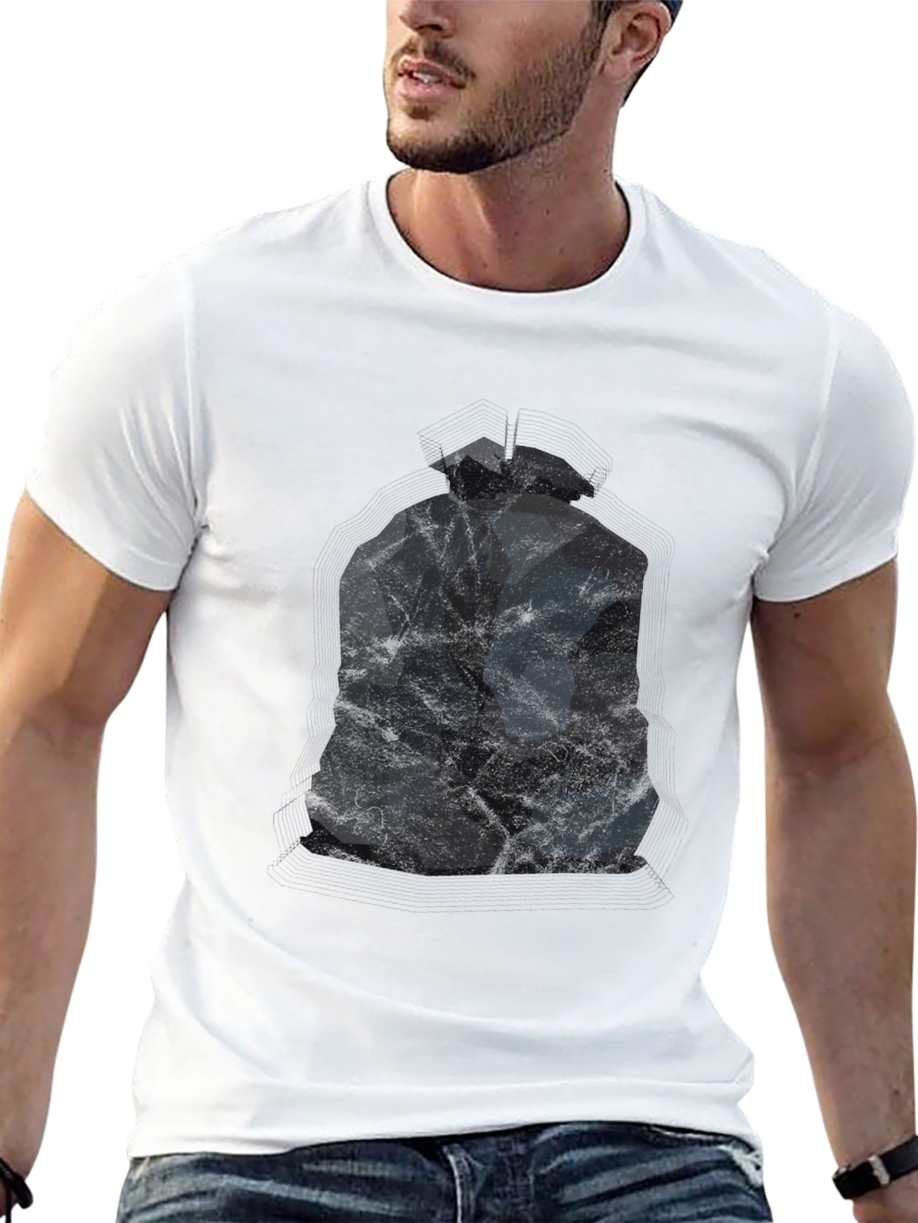 Abstract Geometric Figure Black T-Shirt
