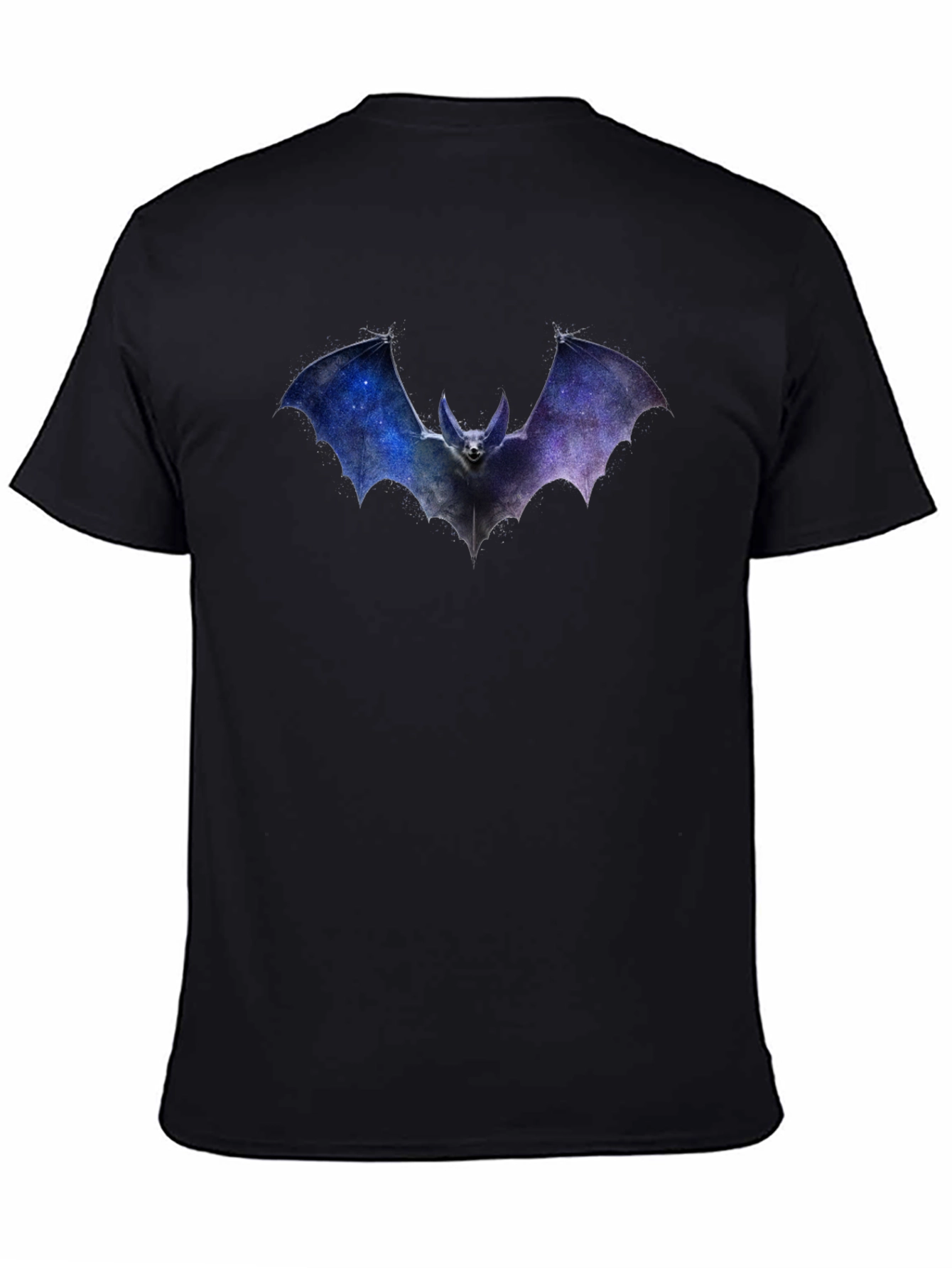 Galaxy Bat Graphic Print Black T-Shirt