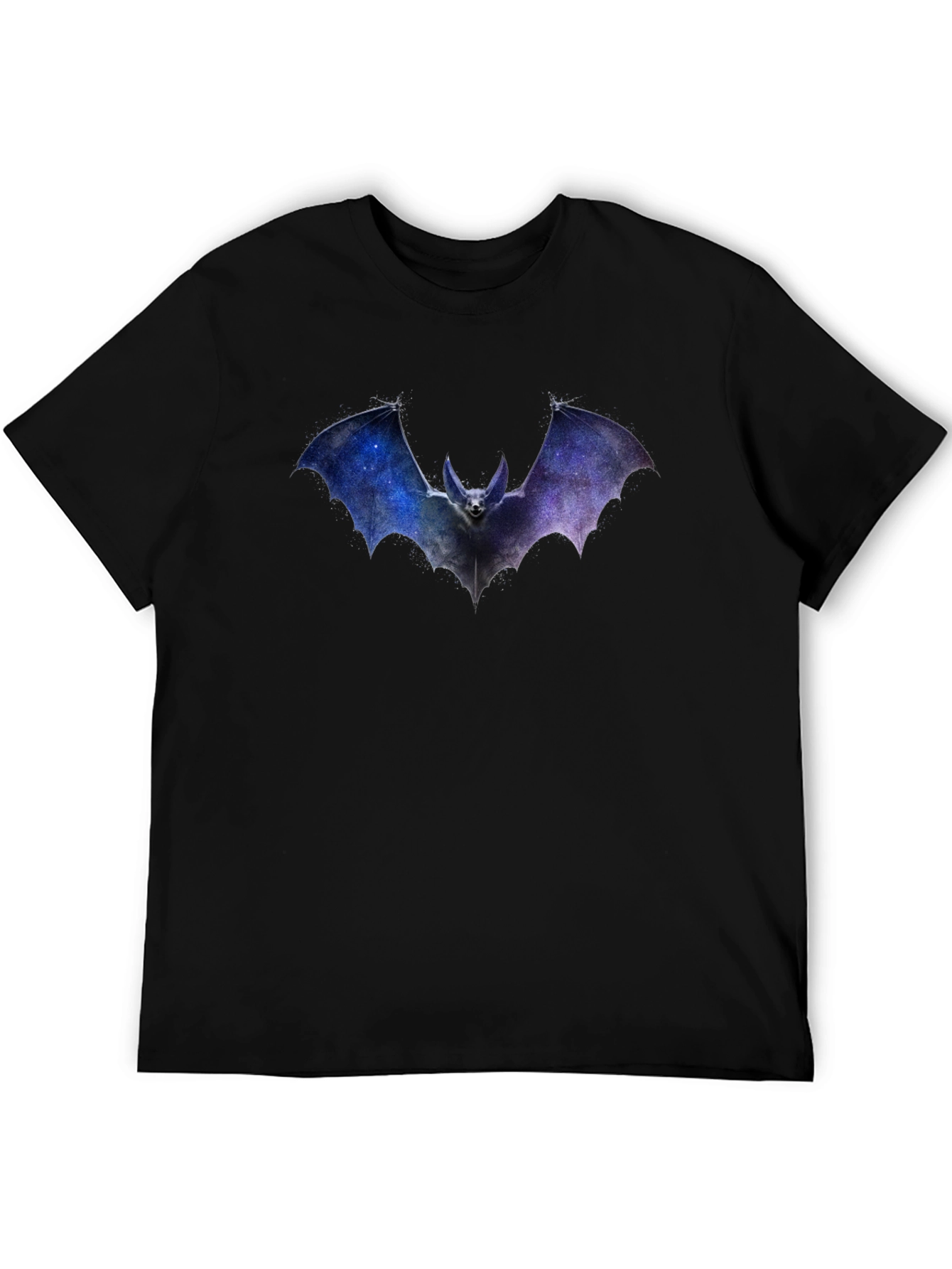 Galaxy Bat Graphic Print Black T-Shirt