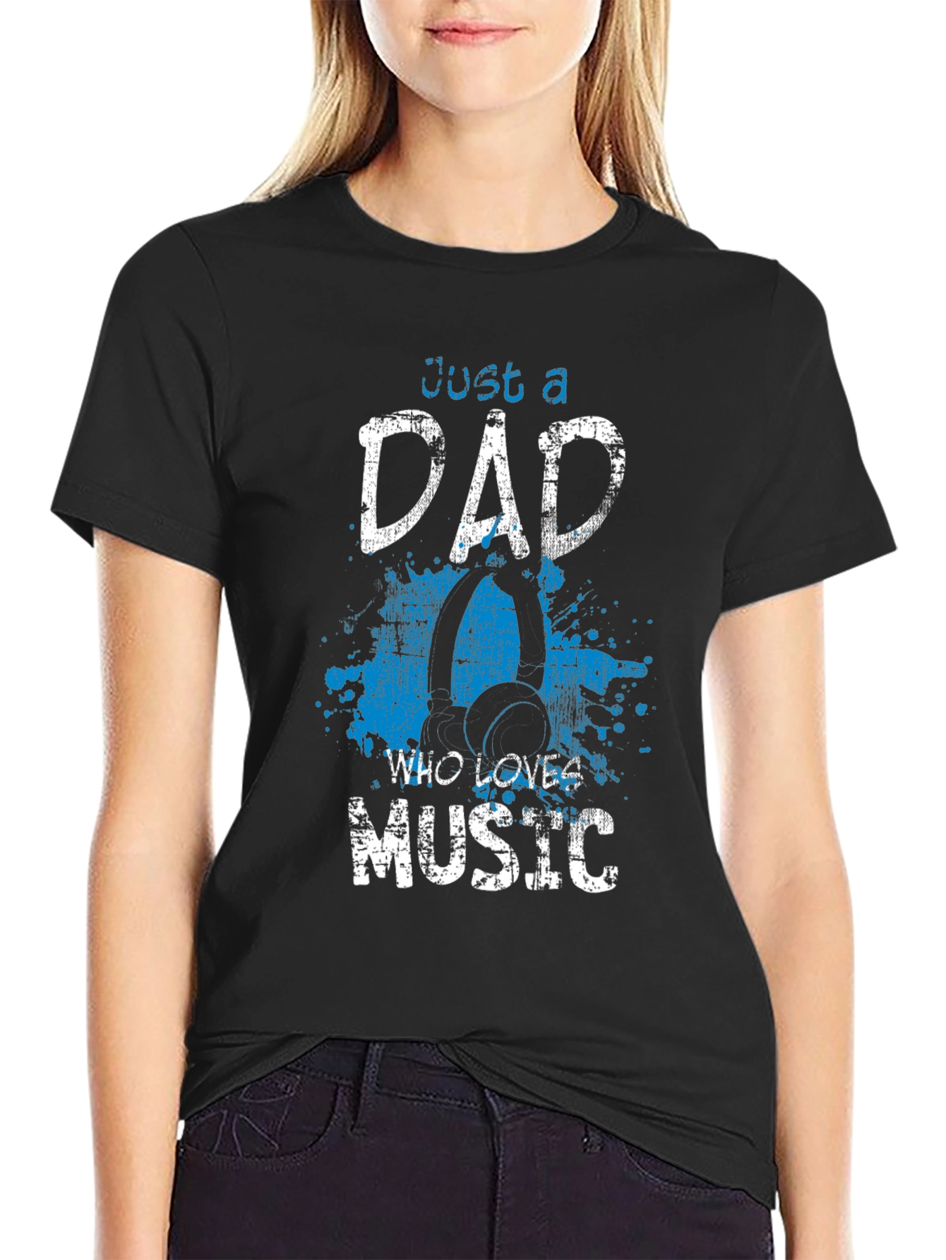 Just a Dad Who Loves Music Graphic Tee
