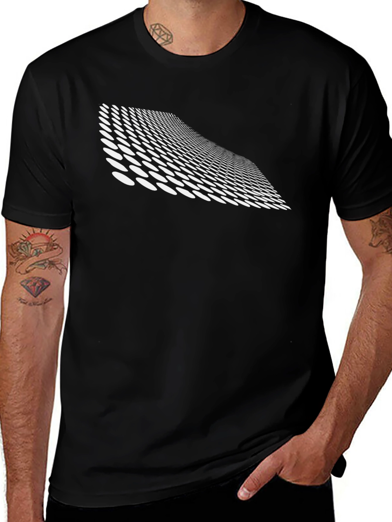 Modern Grid Tee - Black Graphic T-Shirt