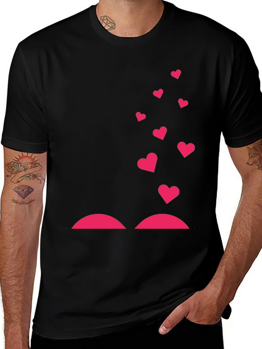 Heart Lift Graphic Tee - Black Cotton T-Shirt