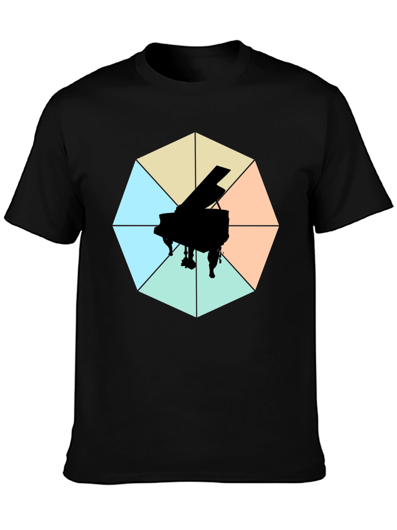 Geometric Piano Graphic Tee - Modern Musical Style
