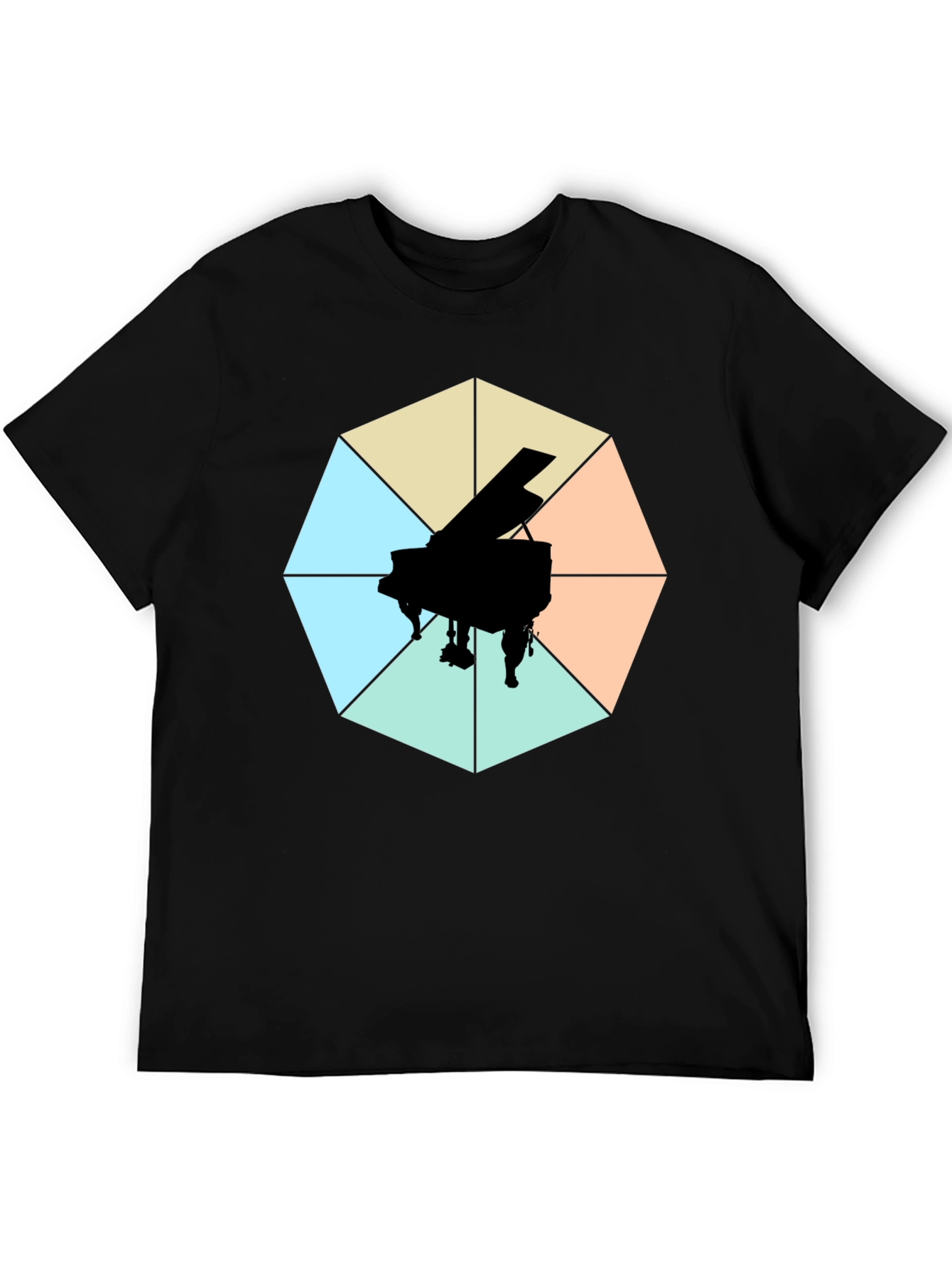 Geometric Piano Graphic Tee - Modern Musical Style