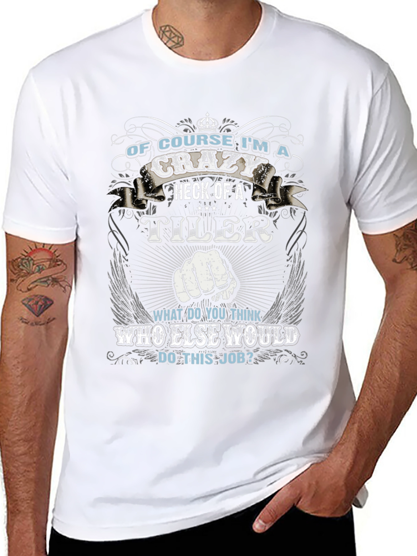 Crazy Tiler Graphic Tee - Black Cotton
