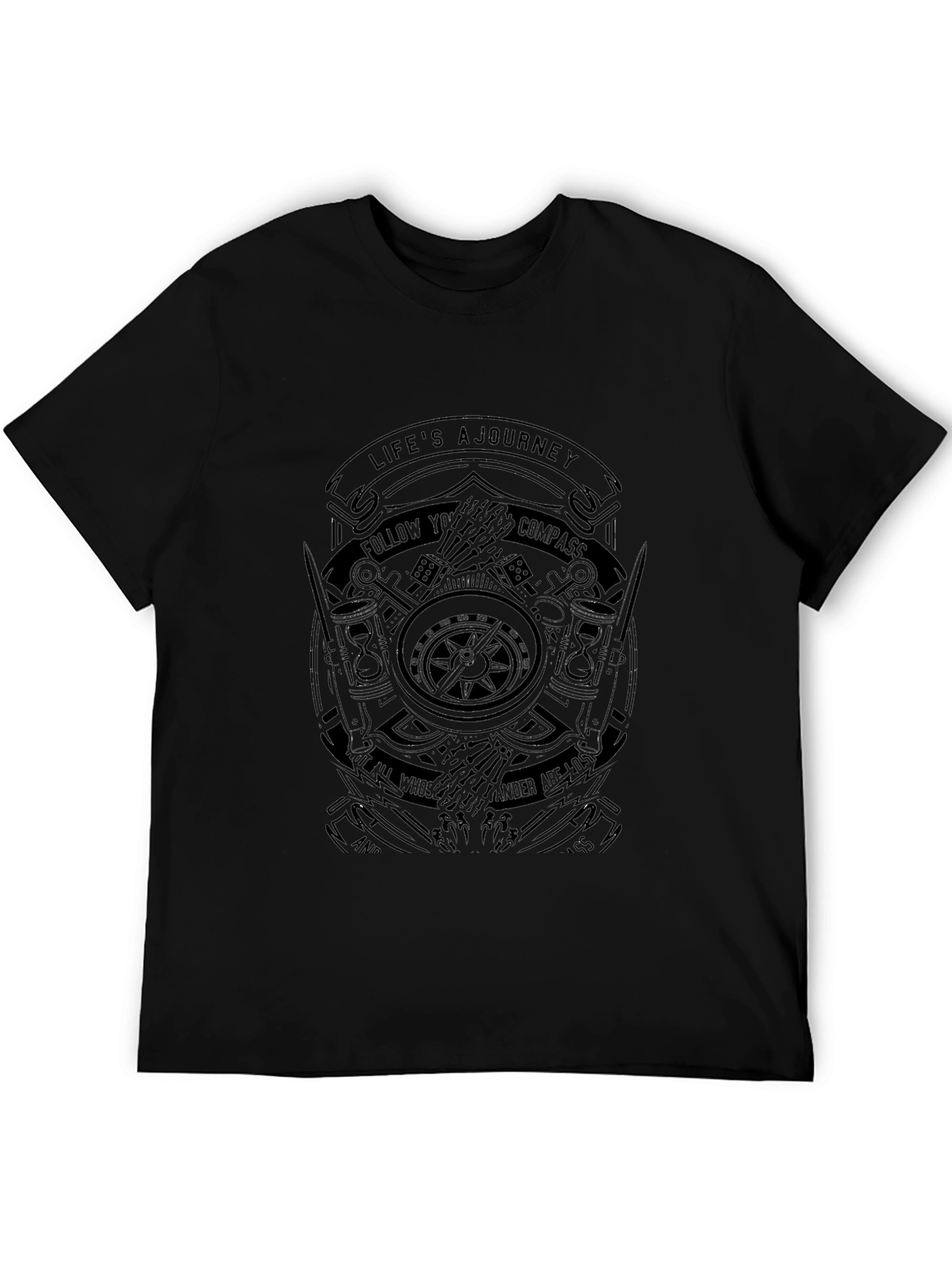 Mens Black Lifes Journey Graphic Print T-Shirt