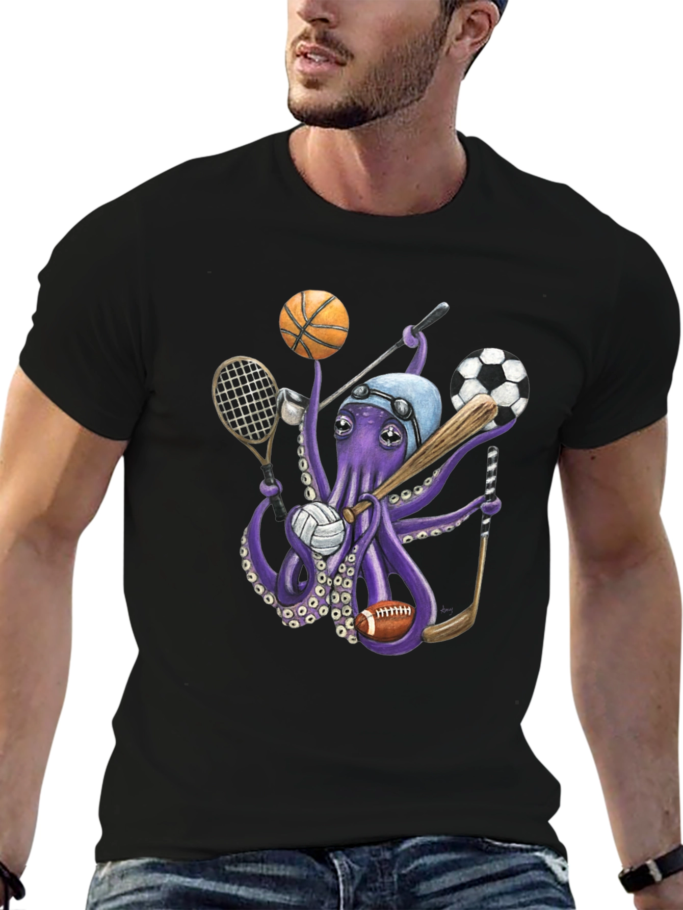 Sports Octopus Graphic Tee - Unique Design!