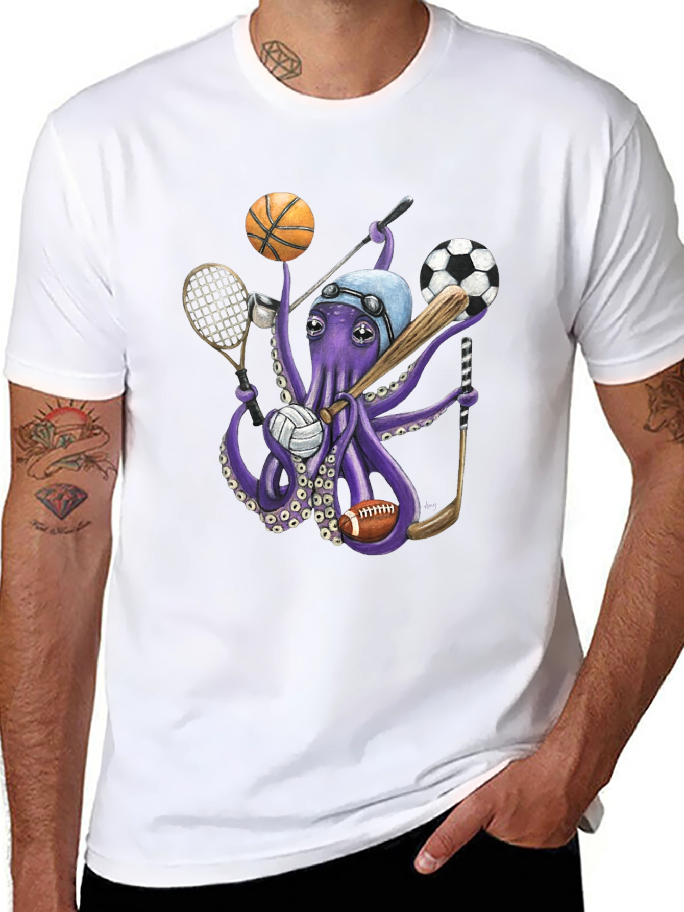 Sports Octopus Graphic Tee - Unique Design!