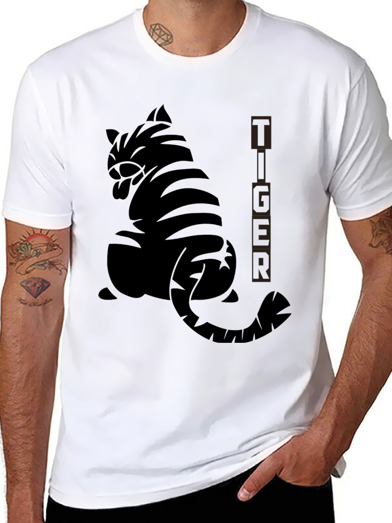 Tiger Graphic Black T-Shirt - Stylish Animal Print Tee