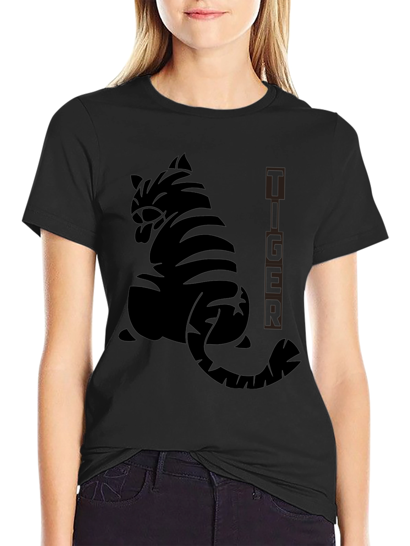 Tiger Graphic Black T-Shirt - Stylish Animal Print Tee