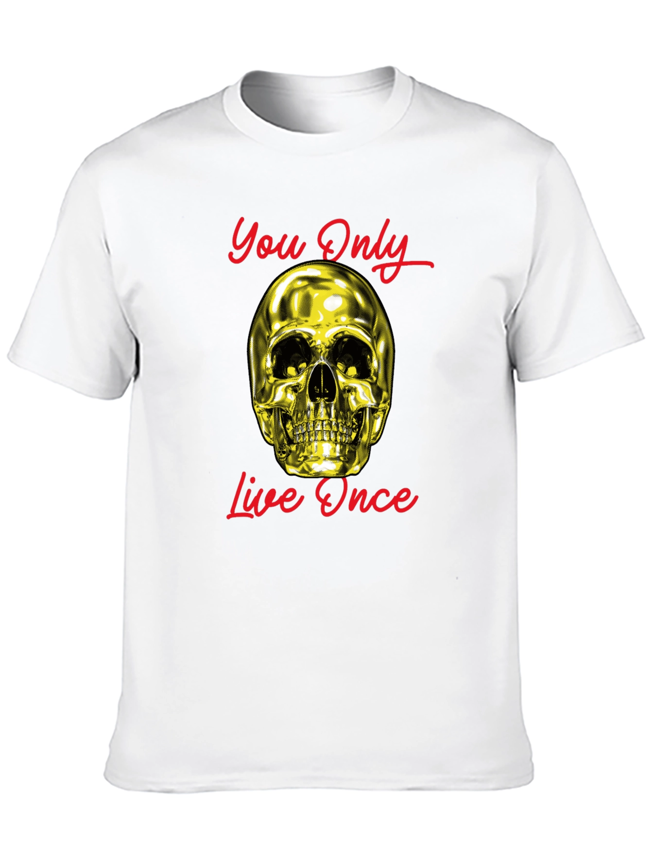 YOLO Gold Skull Graphic Tee - Live Once!