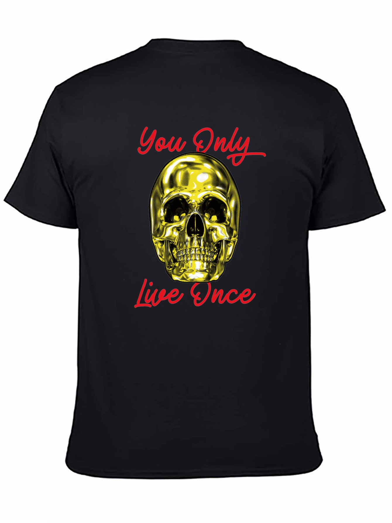 YOLO Gold Skull Graphic Tee - Live Once!