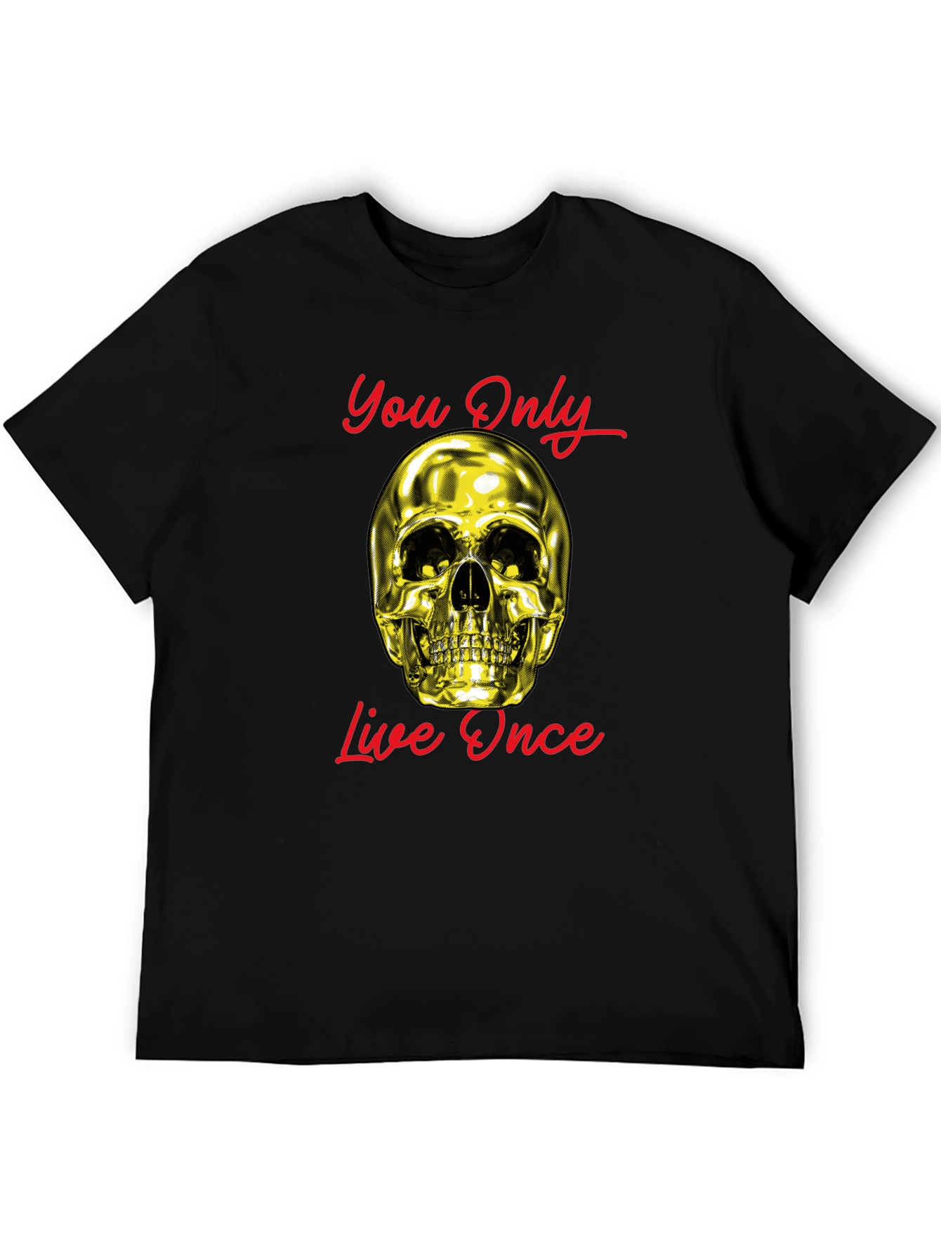 YOLO Gold Skull Graphic Tee - Live Once!