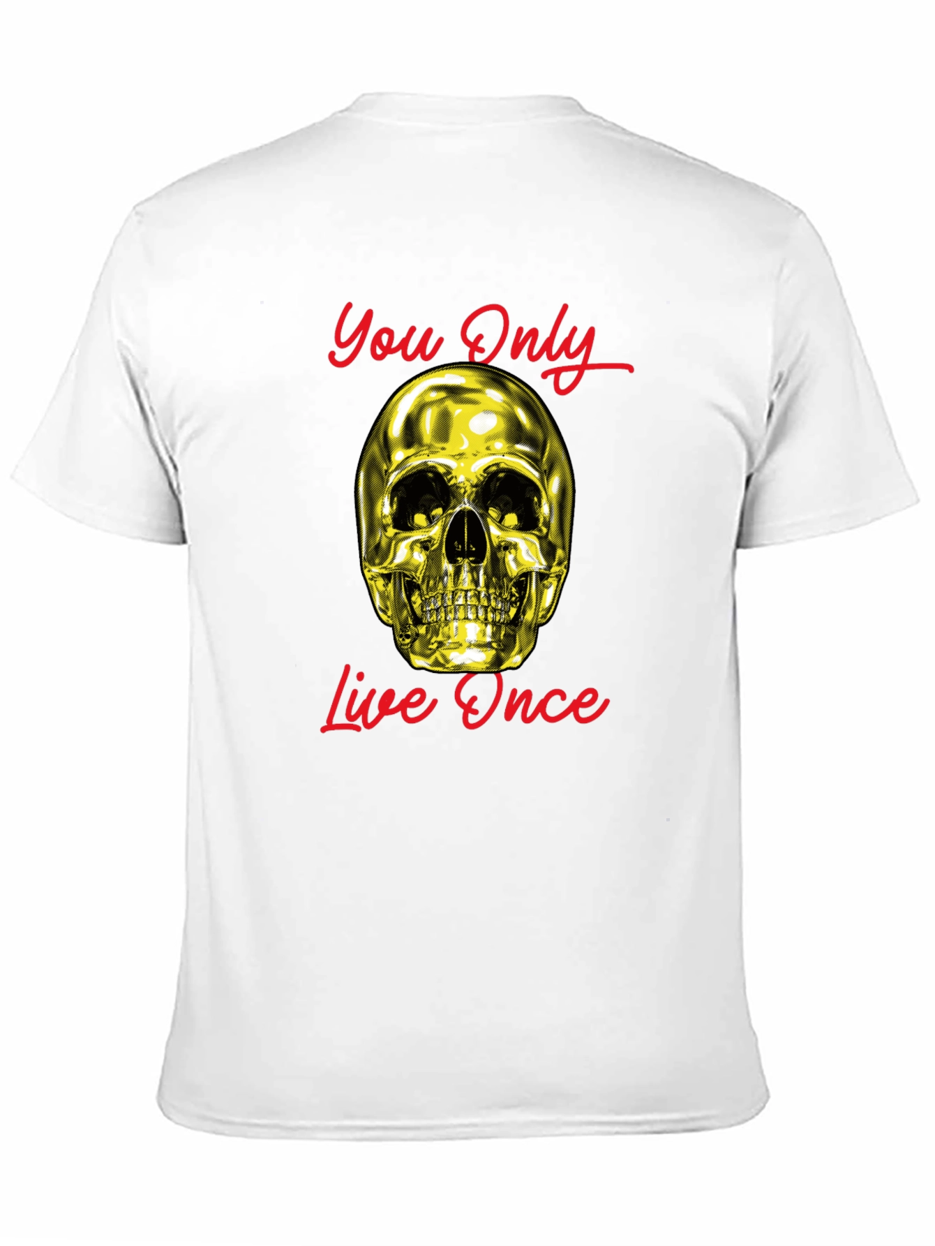 YOLO Gold Skull Graphic Tee - Live Once!