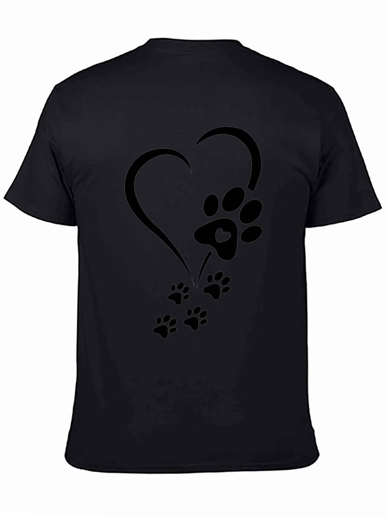 Heart Paw Print Graphic Tee - Black