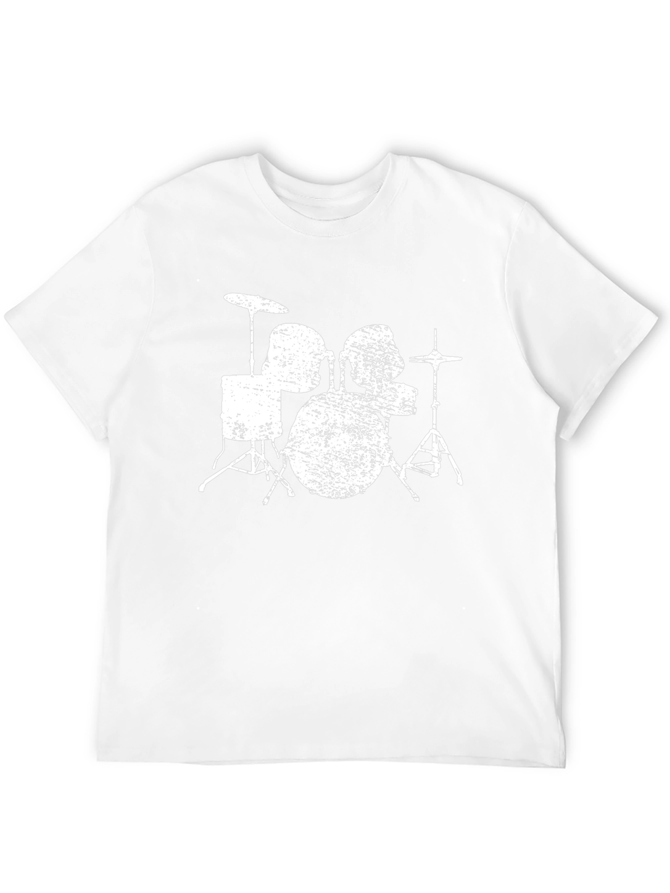 Distressed Drum Set Graphic Tee - Black Cotton T-Shirt