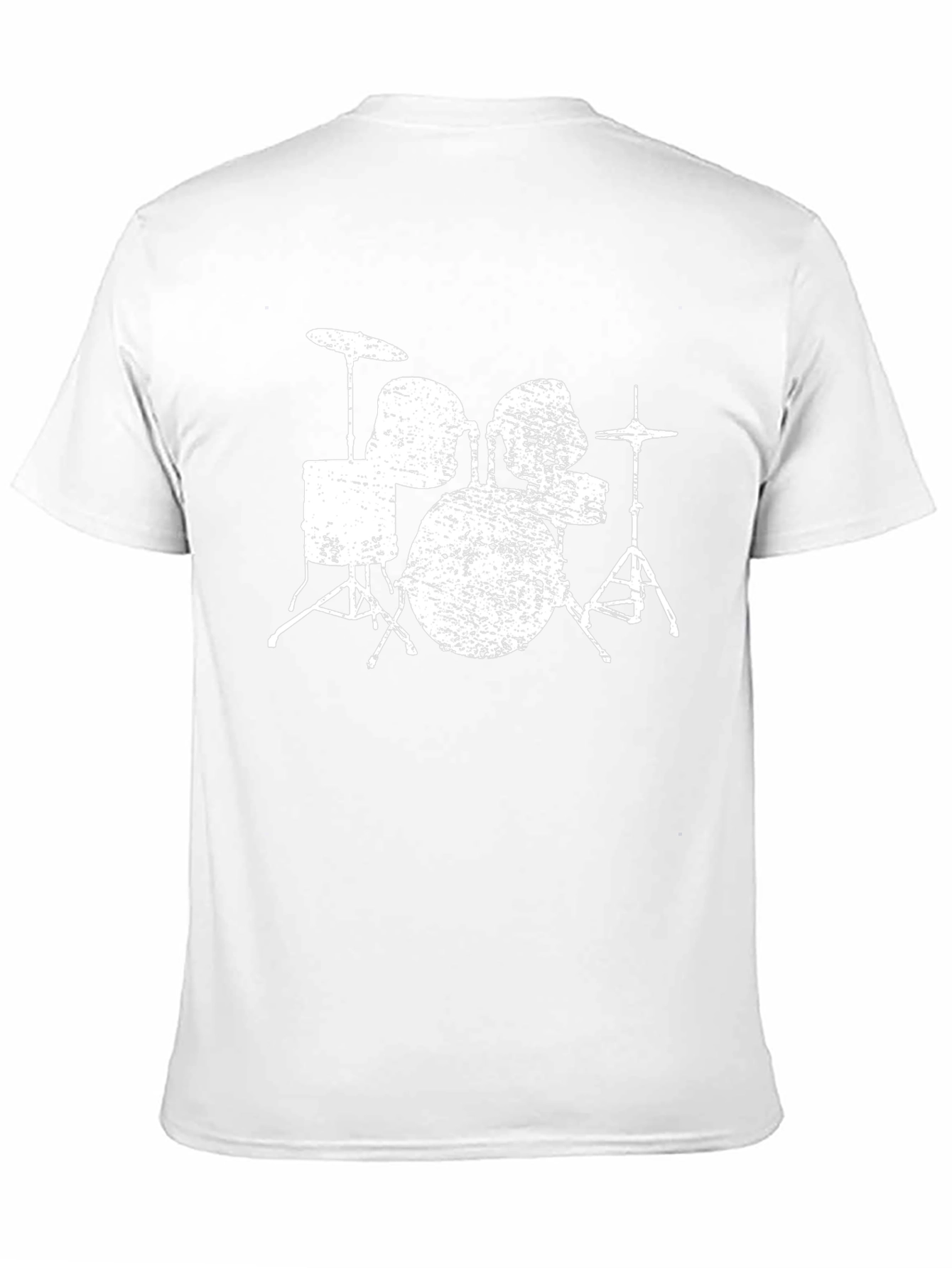 Distressed Drum Set Graphic Tee - Black Cotton T-Shirt