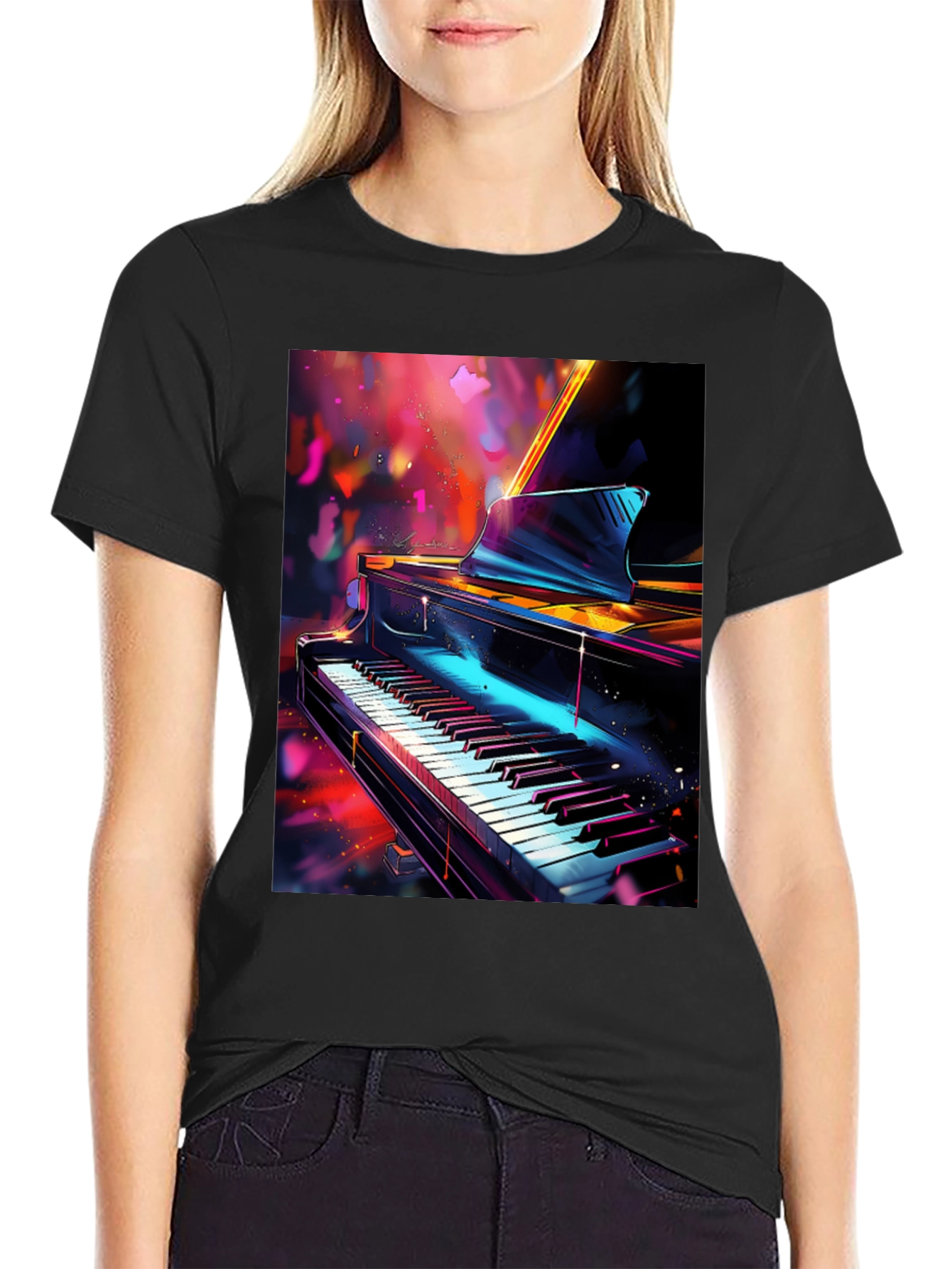 Piano Art Graphic T-Shirt - Music Lover Tee