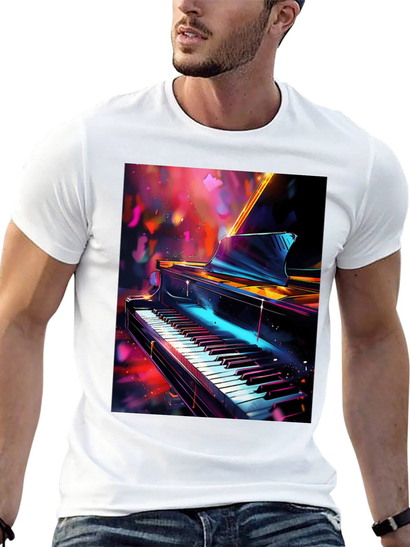 Piano Art Graphic T-Shirt - Music Lover Tee