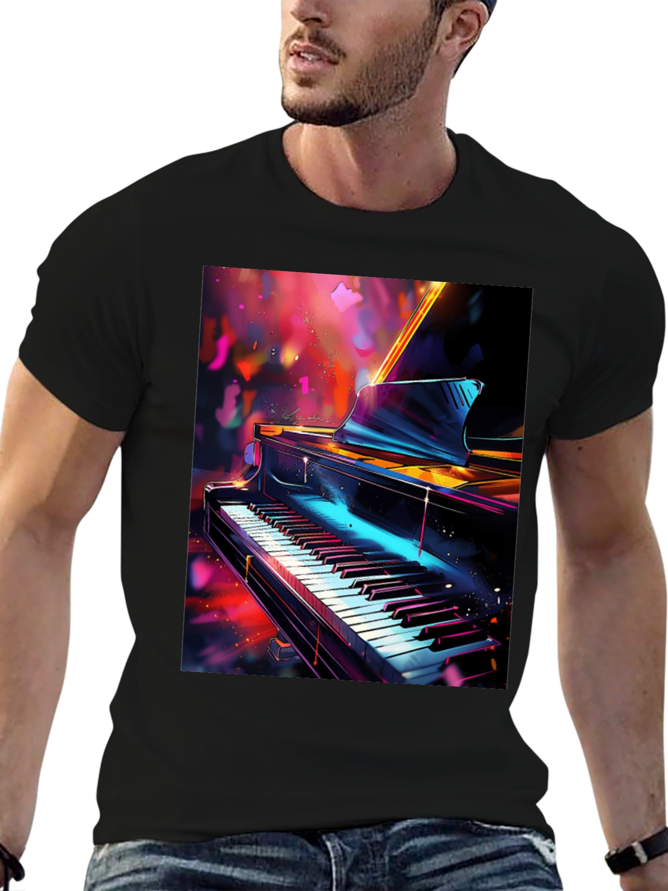 Piano Art Graphic T-Shirt - Music Lover Tee
