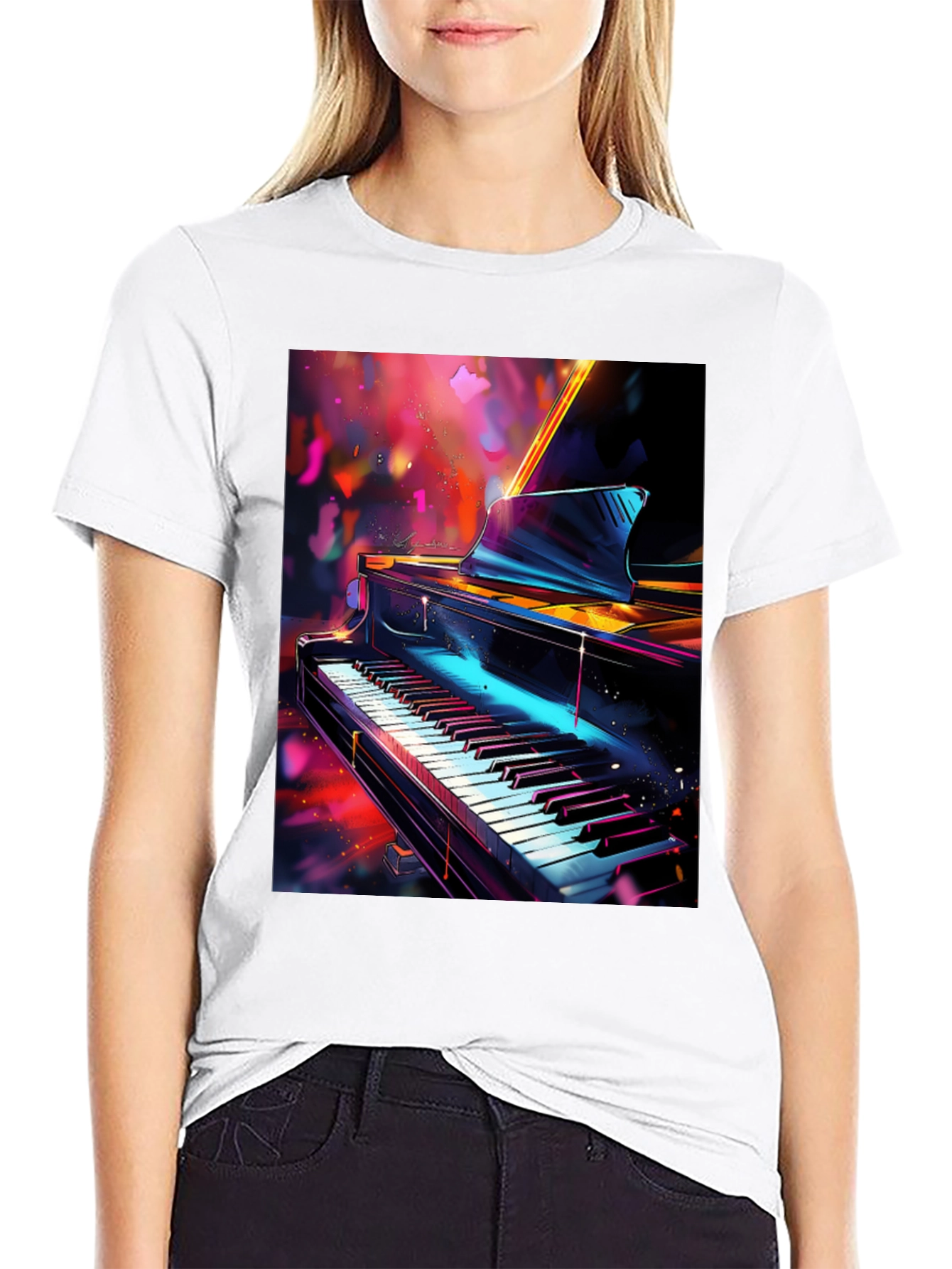 Piano Art Graphic T-Shirt - Music Lover Tee