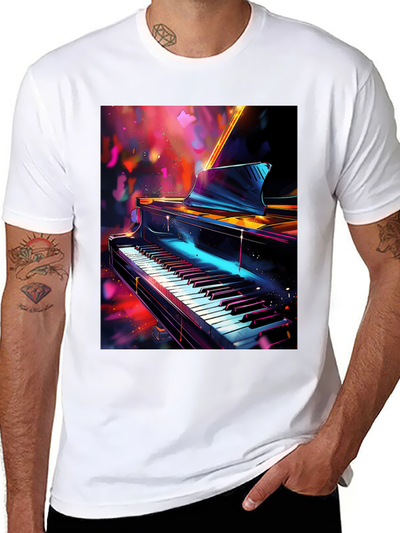 Piano Art Graphic T-Shirt - Music Lover Tee