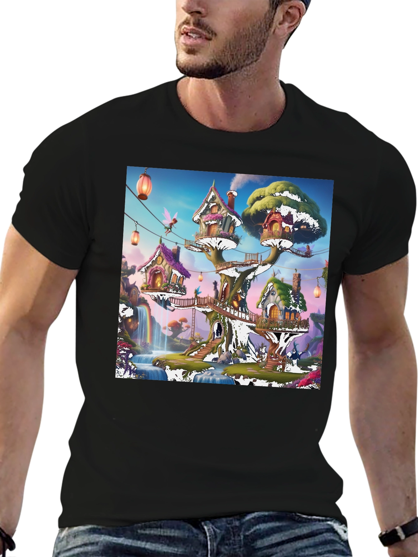 Magical Treehouse T-Shirt: Whimsical Fantasy Design