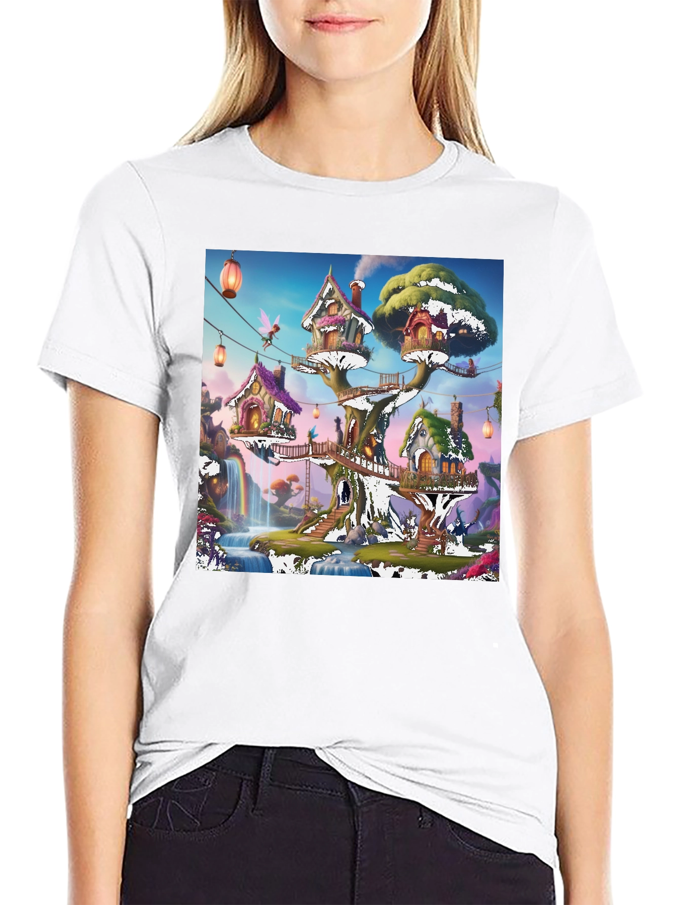 Magical Treehouse T-Shirt: Whimsical Fantasy Design
