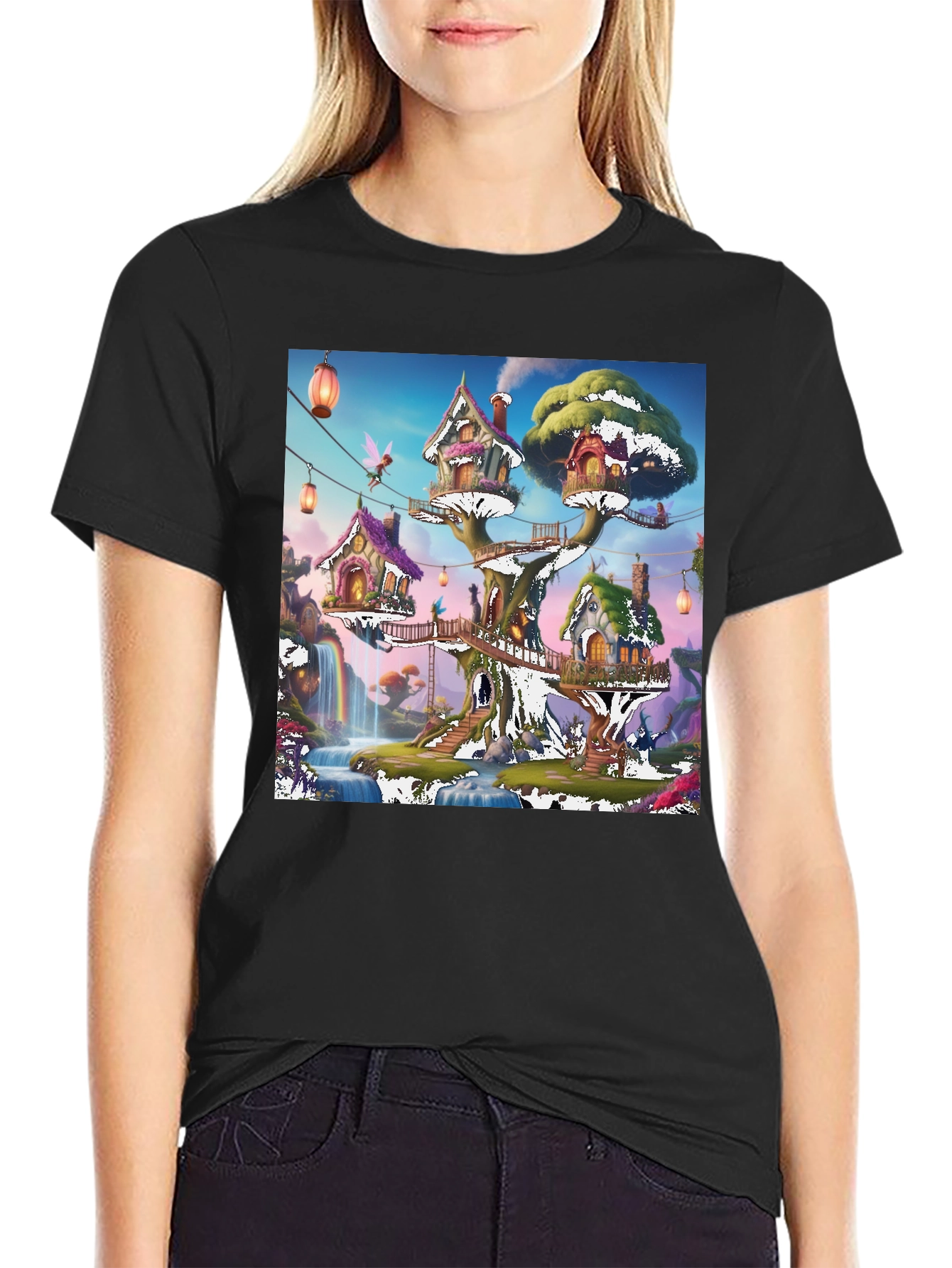 Magical Treehouse T-Shirt: Whimsical Fantasy Design