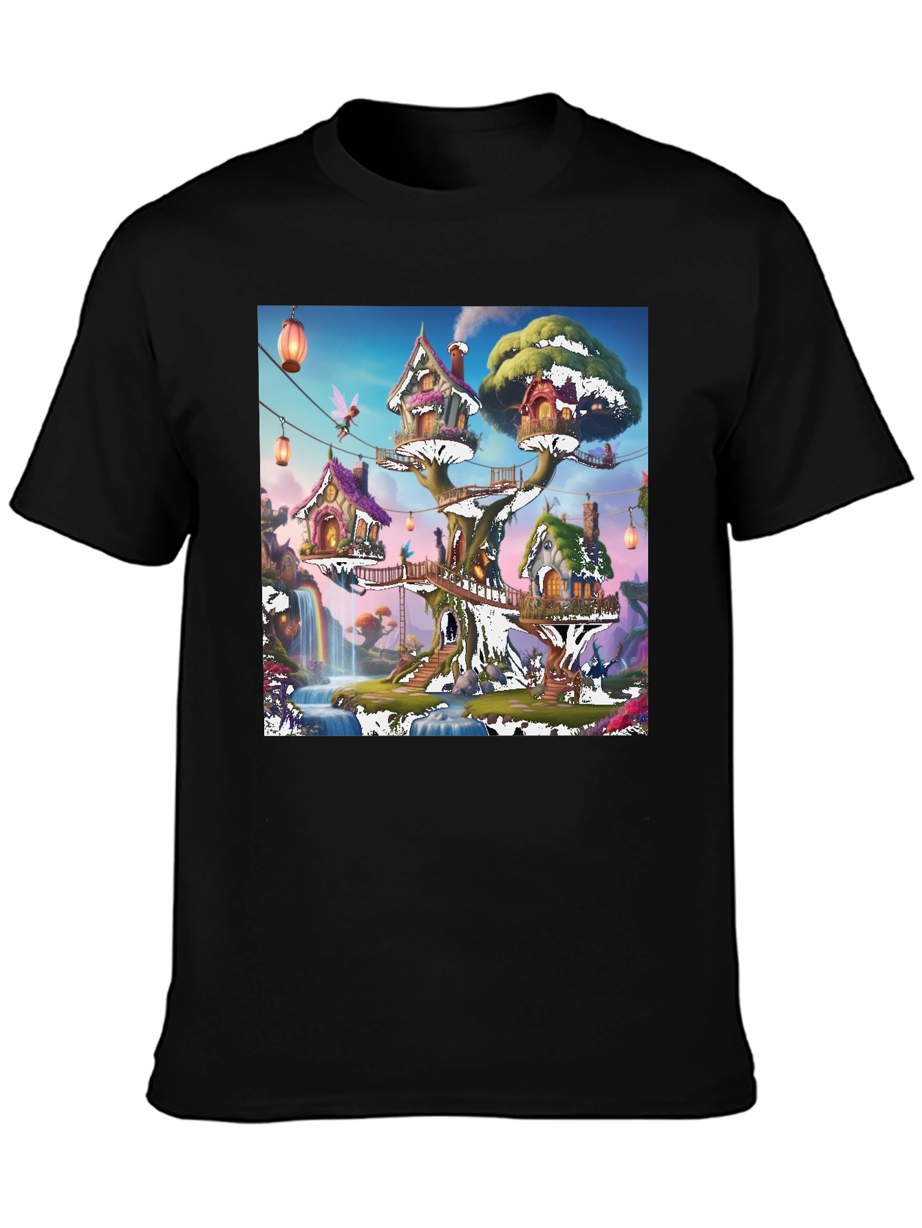 Magical Treehouse T-Shirt: Whimsical Fantasy Design