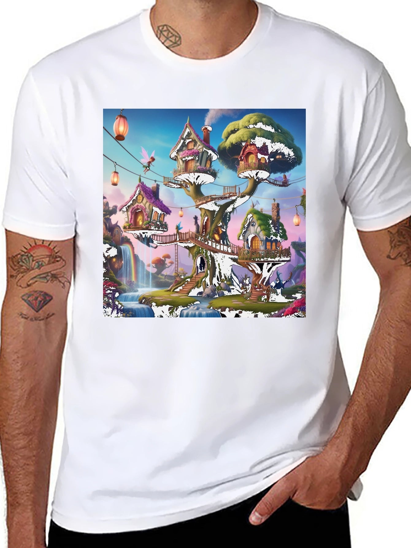 Magical Treehouse T-Shirt: Whimsical Fantasy Design