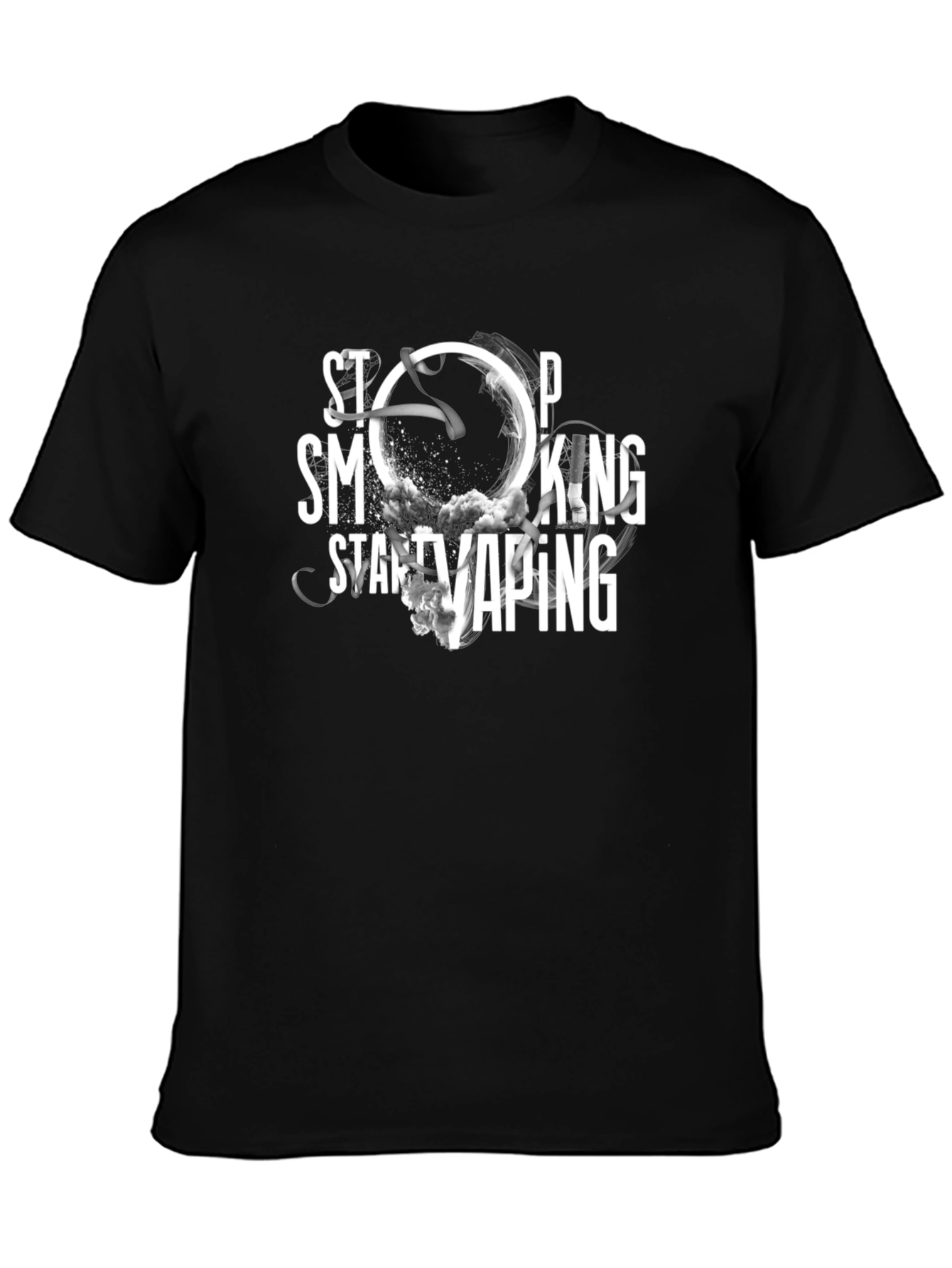 Stop Smoking Start Vaping Black T-Shirt