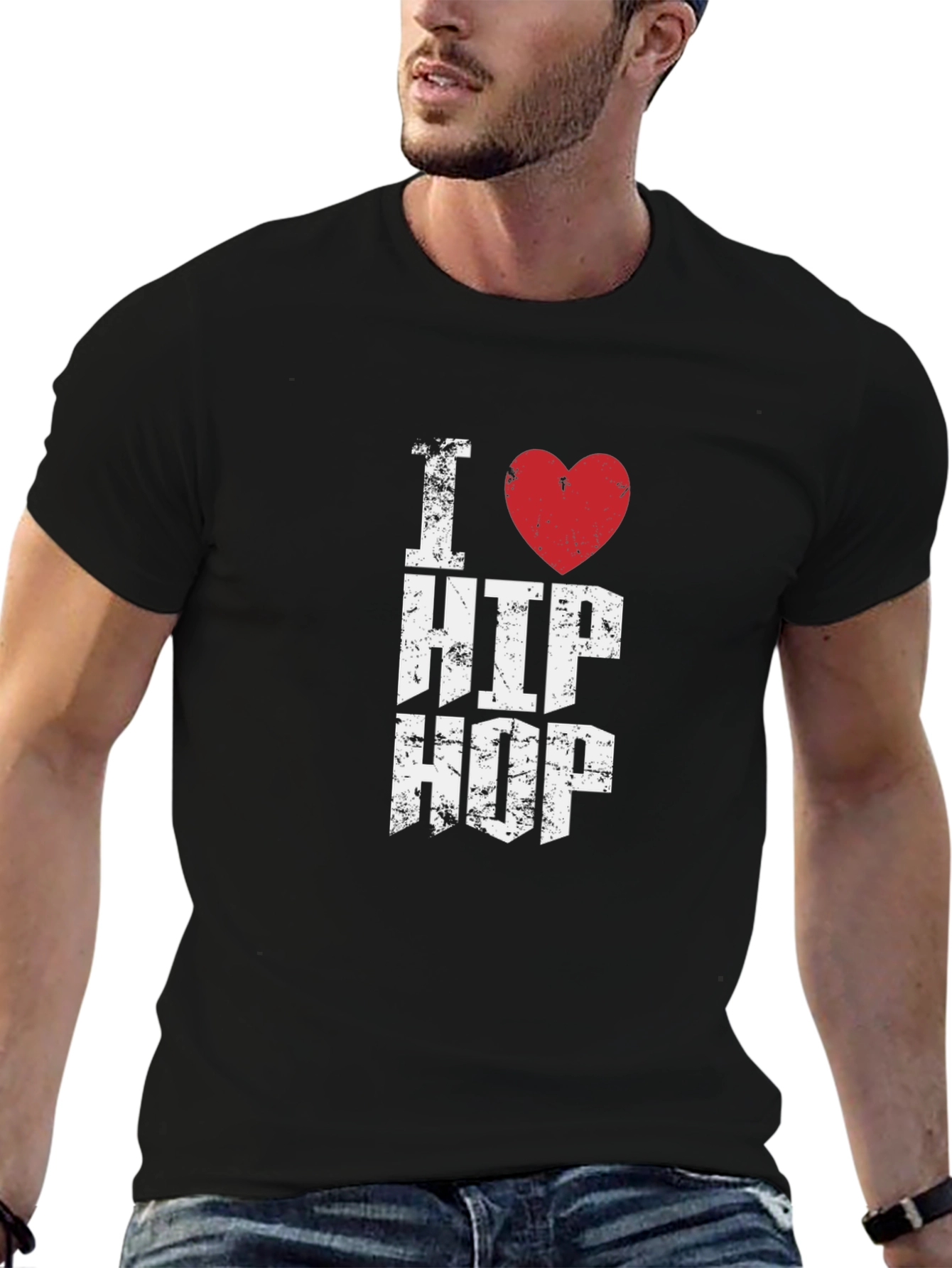 I Heart Hip Hop Graphic Tee - Distressed Print