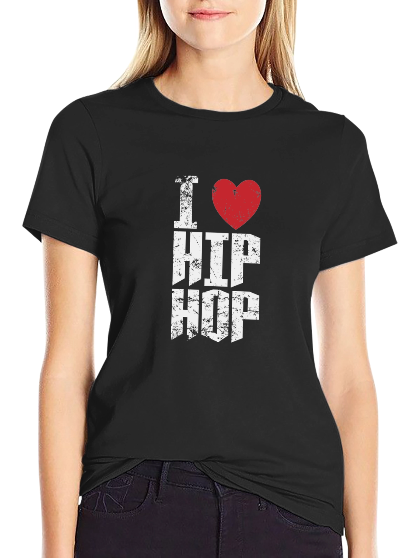 I Heart Hip Hop Graphic Tee - Distressed Print