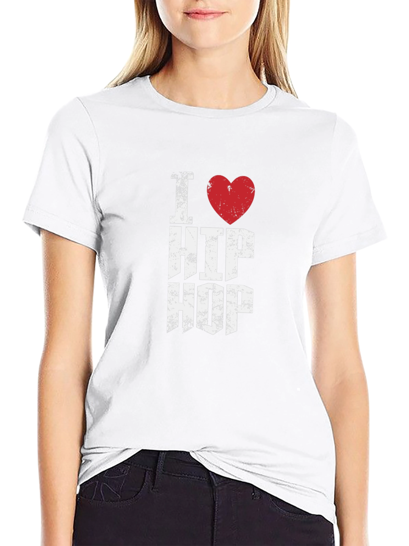 I Heart Hip Hop Graphic Tee - Distressed Print