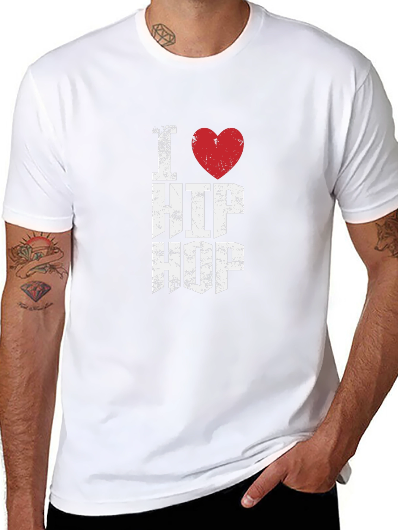 I Heart Hip Hop Graphic Tee - Distressed Print