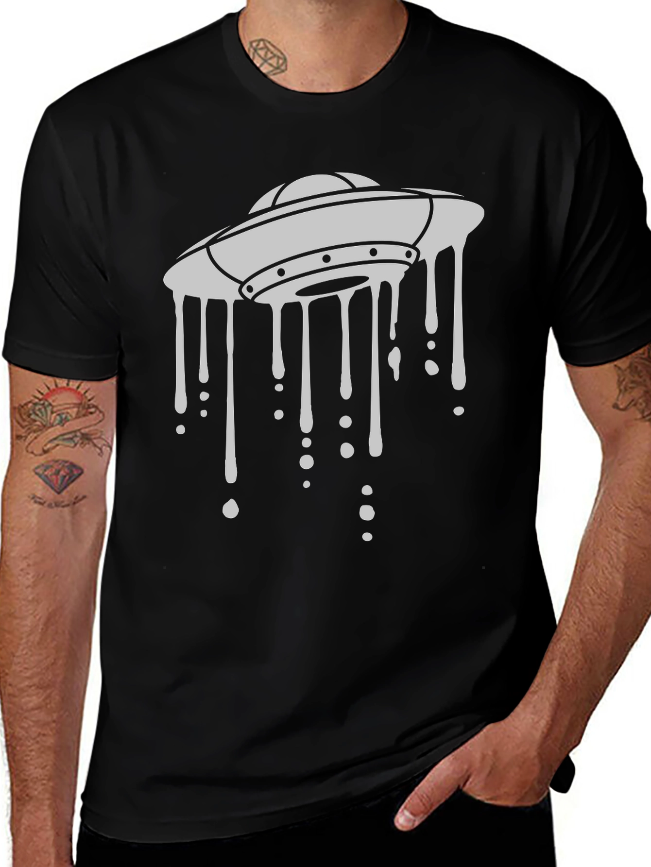 UFO Drip Graphic Black T-Shirt