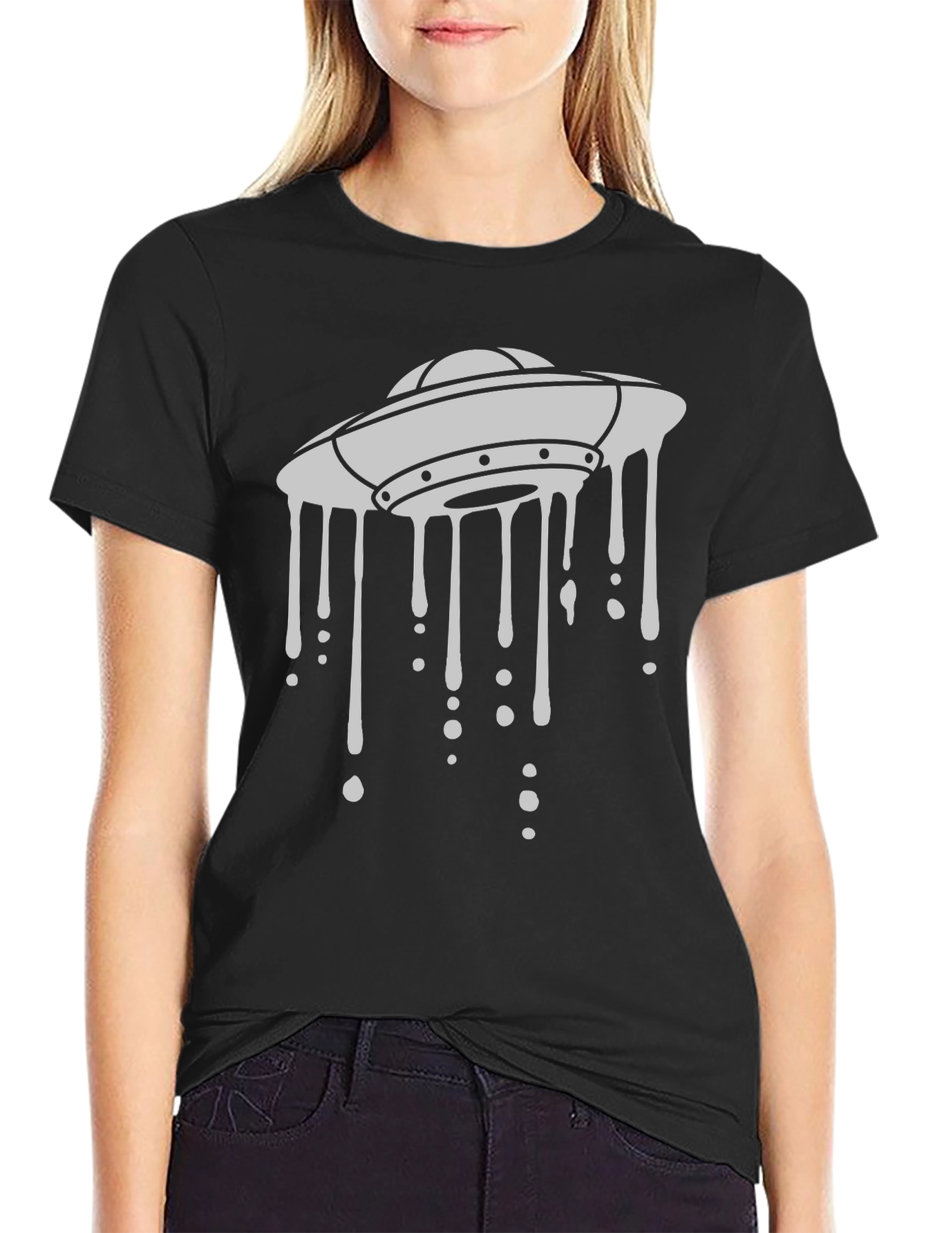 UFO Drip Graphic Black T-Shirt