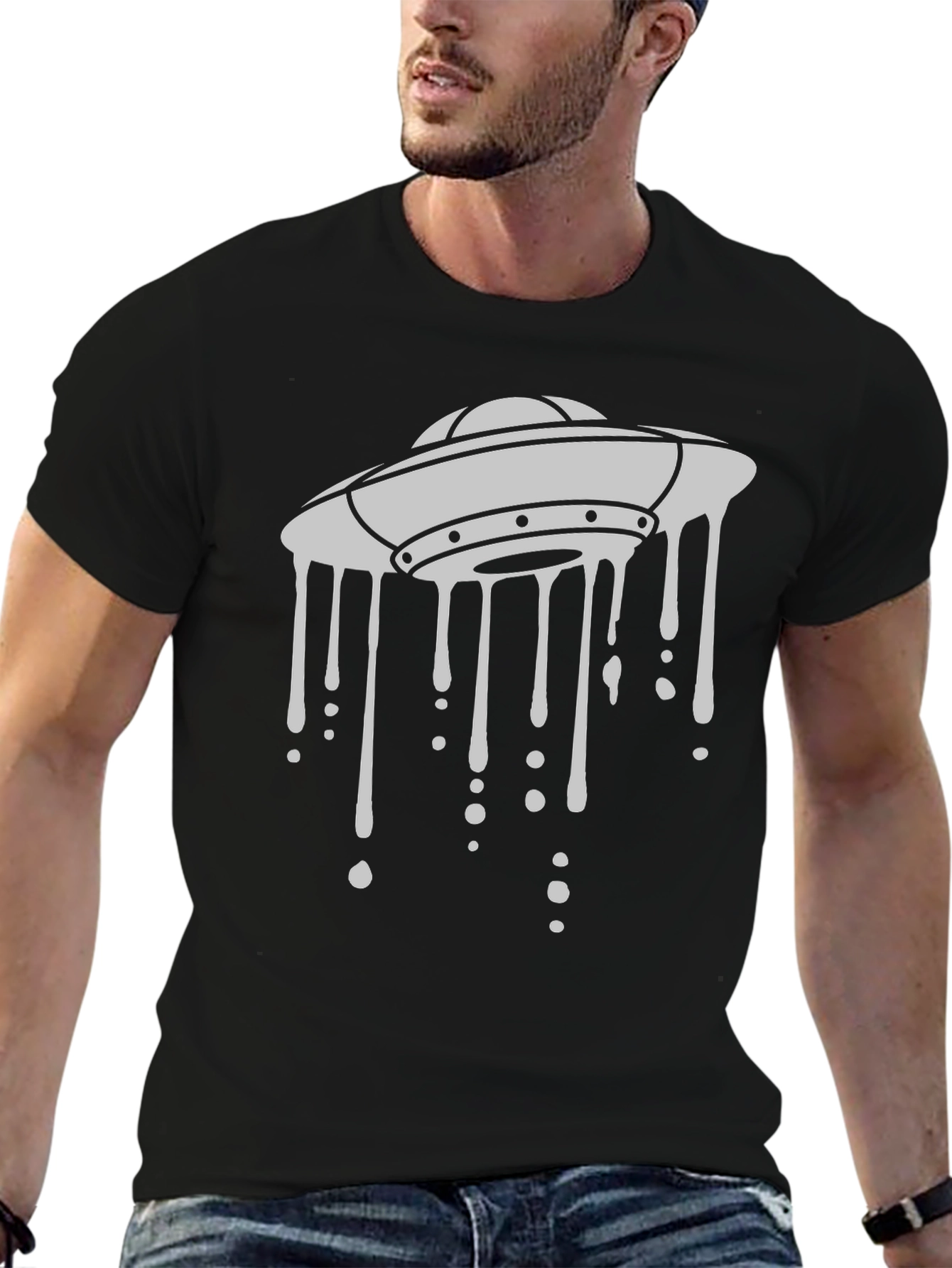 UFO Drip Graphic Black T-Shirt
