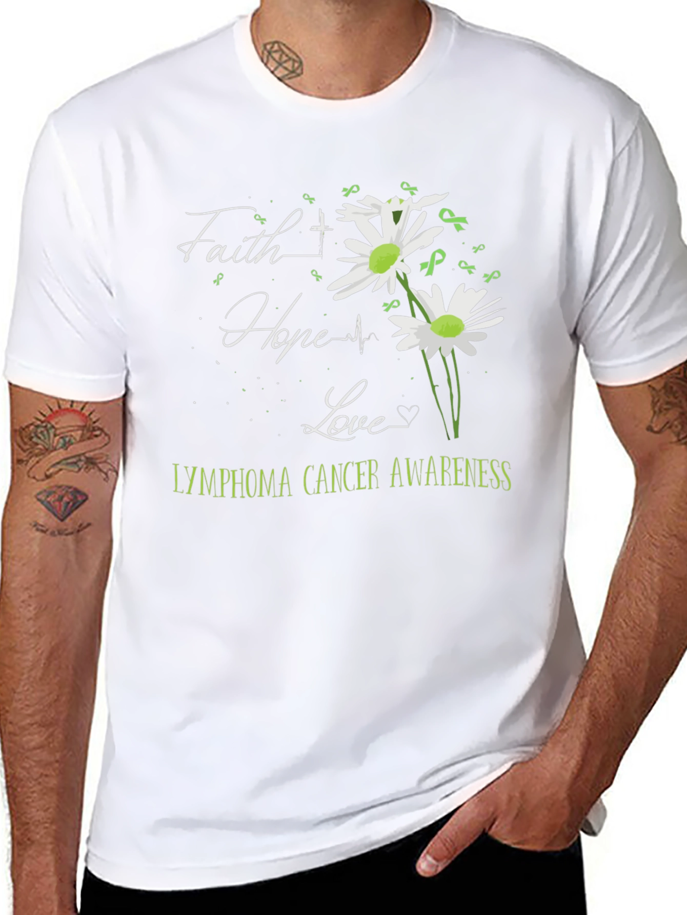 Lymphoma Awareness Graphic Tee - Faith Hope Love