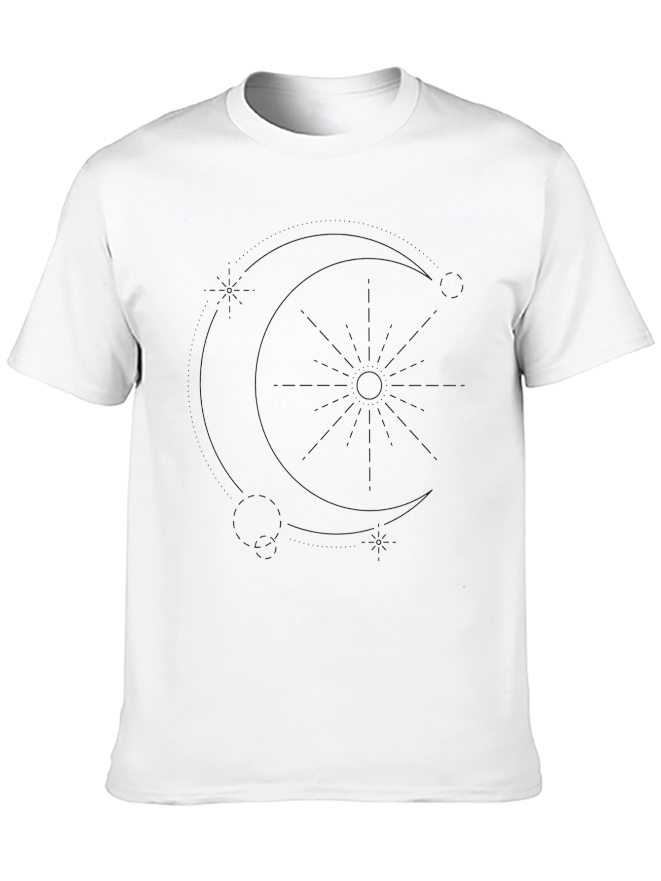 Black Graphic T-Shirt - Moon & Star Design