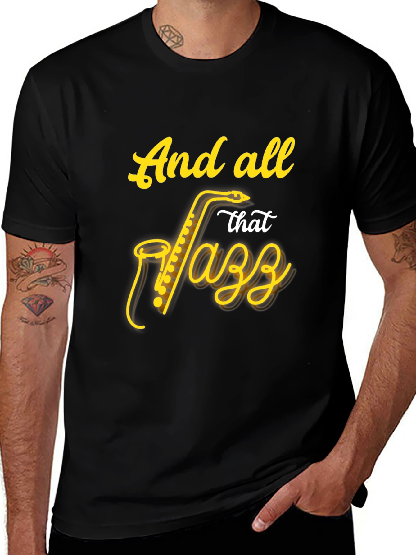 Jazz Saxophone Black T-Shirt - Music Lover Tee