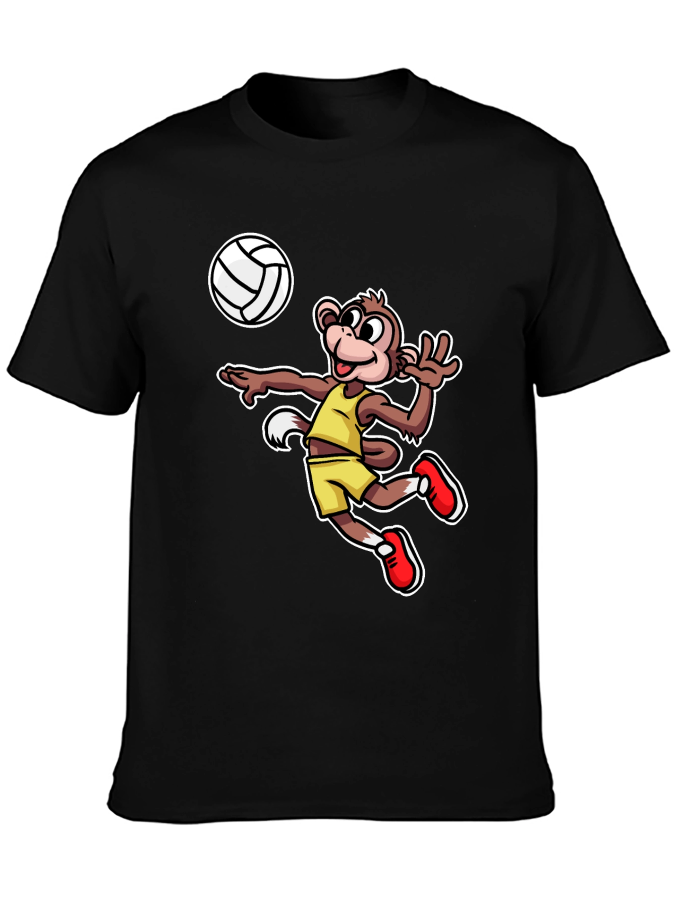 Monkey Volleyball T-Shirt - Fun Cartoon Graphic Tee