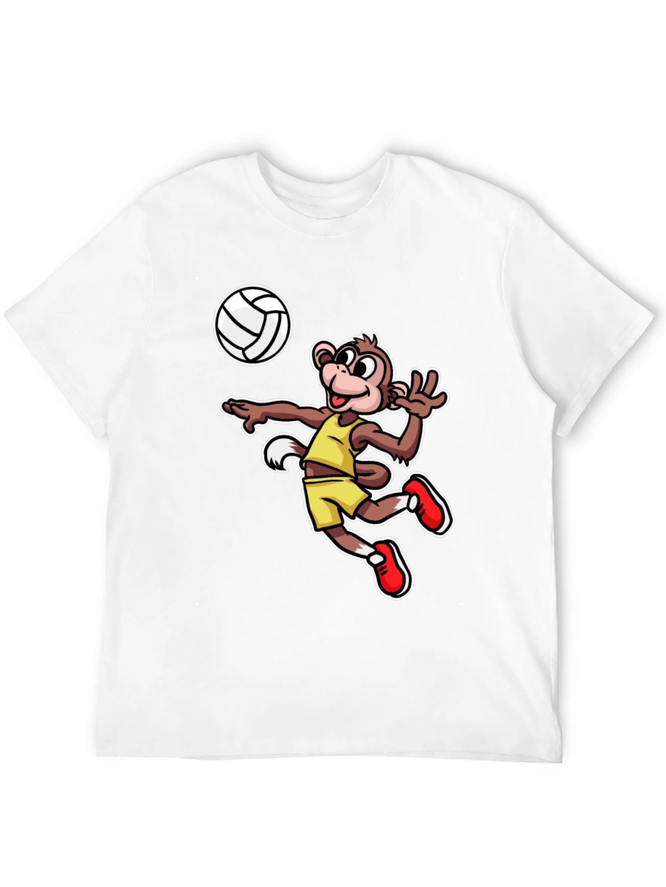Monkey Volleyball T-Shirt - Fun Cartoon Graphic Tee