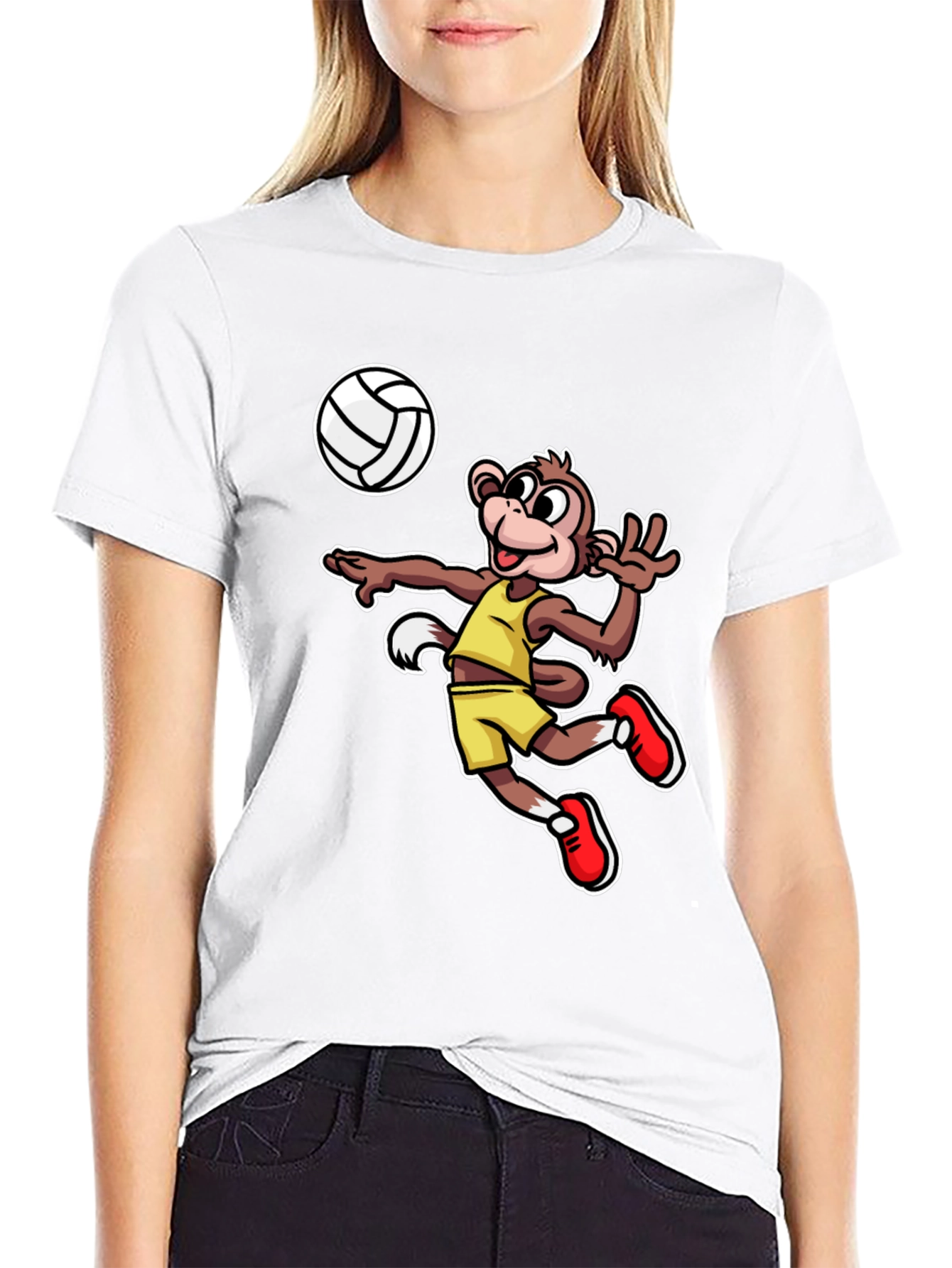 Monkey Volleyball T-Shirt - Fun Cartoon Graphic Tee