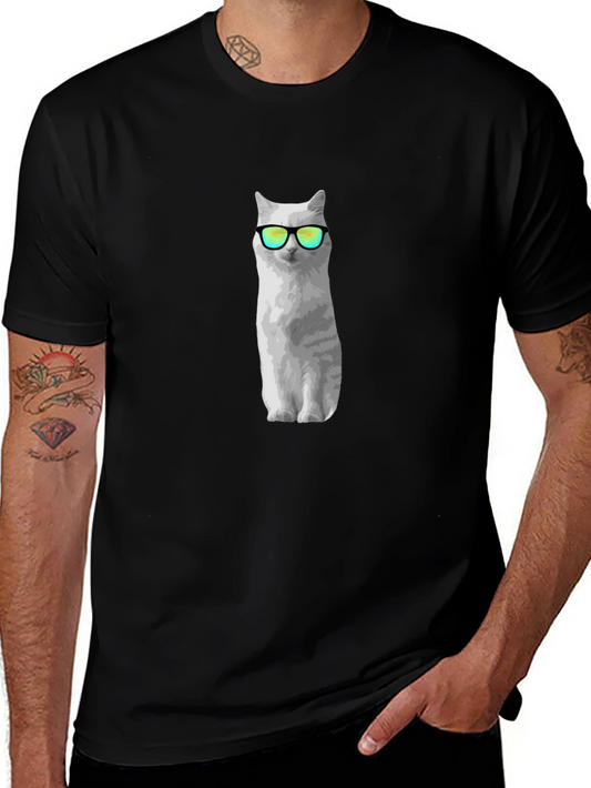 Cool Cat Graphic Tee - Black Cotton Shirt