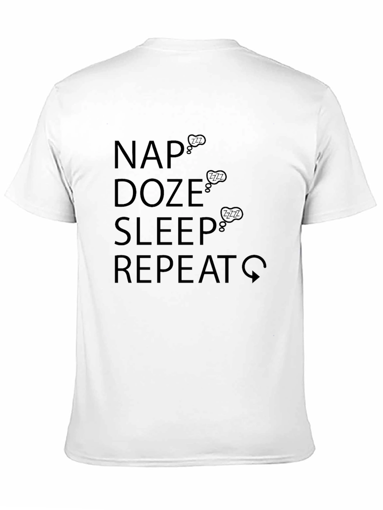 Nap Doze Sleep Repeat Mens Black Graphic Tee