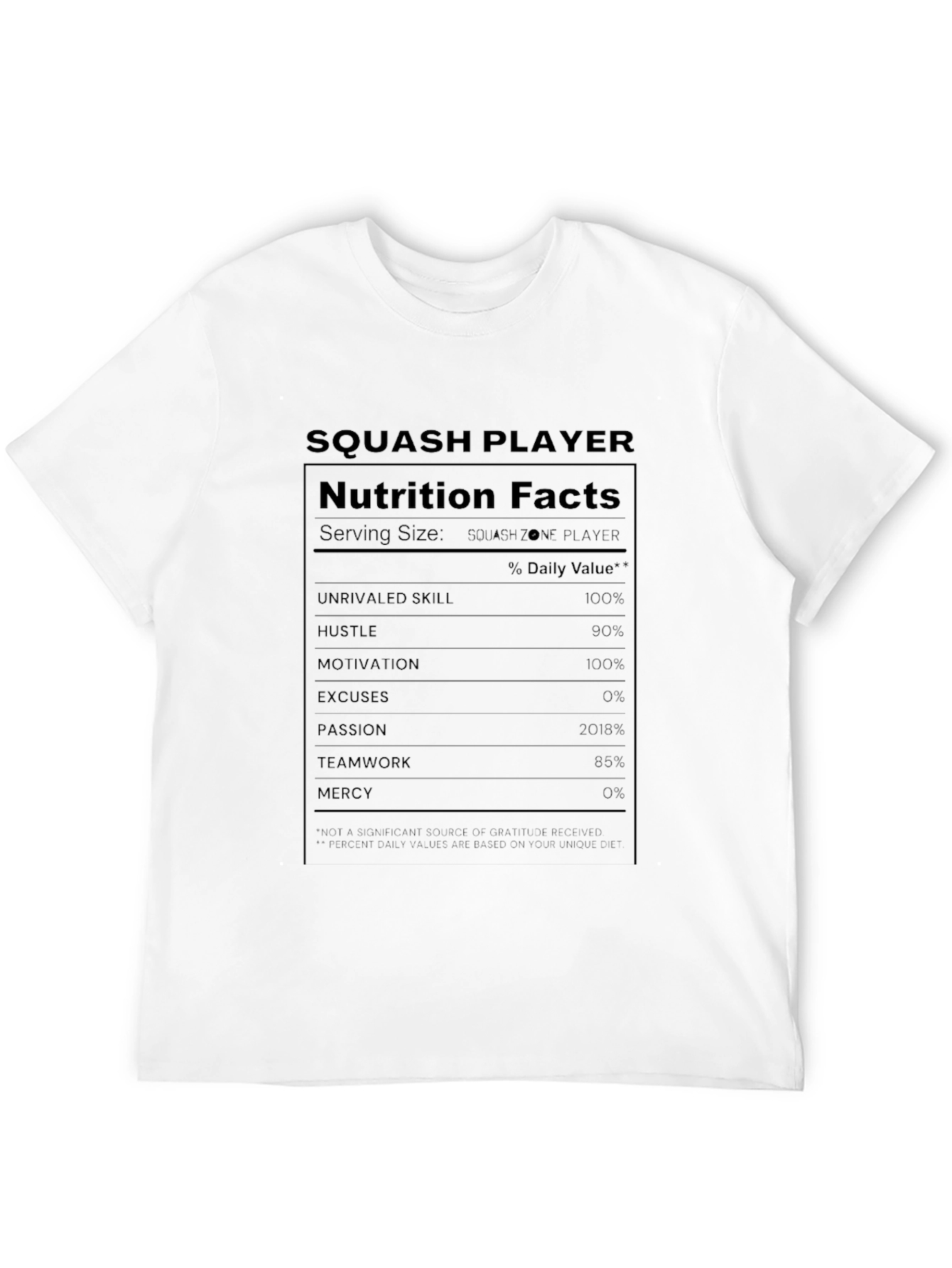 Squash Player Nutrition Facts T-Shirt