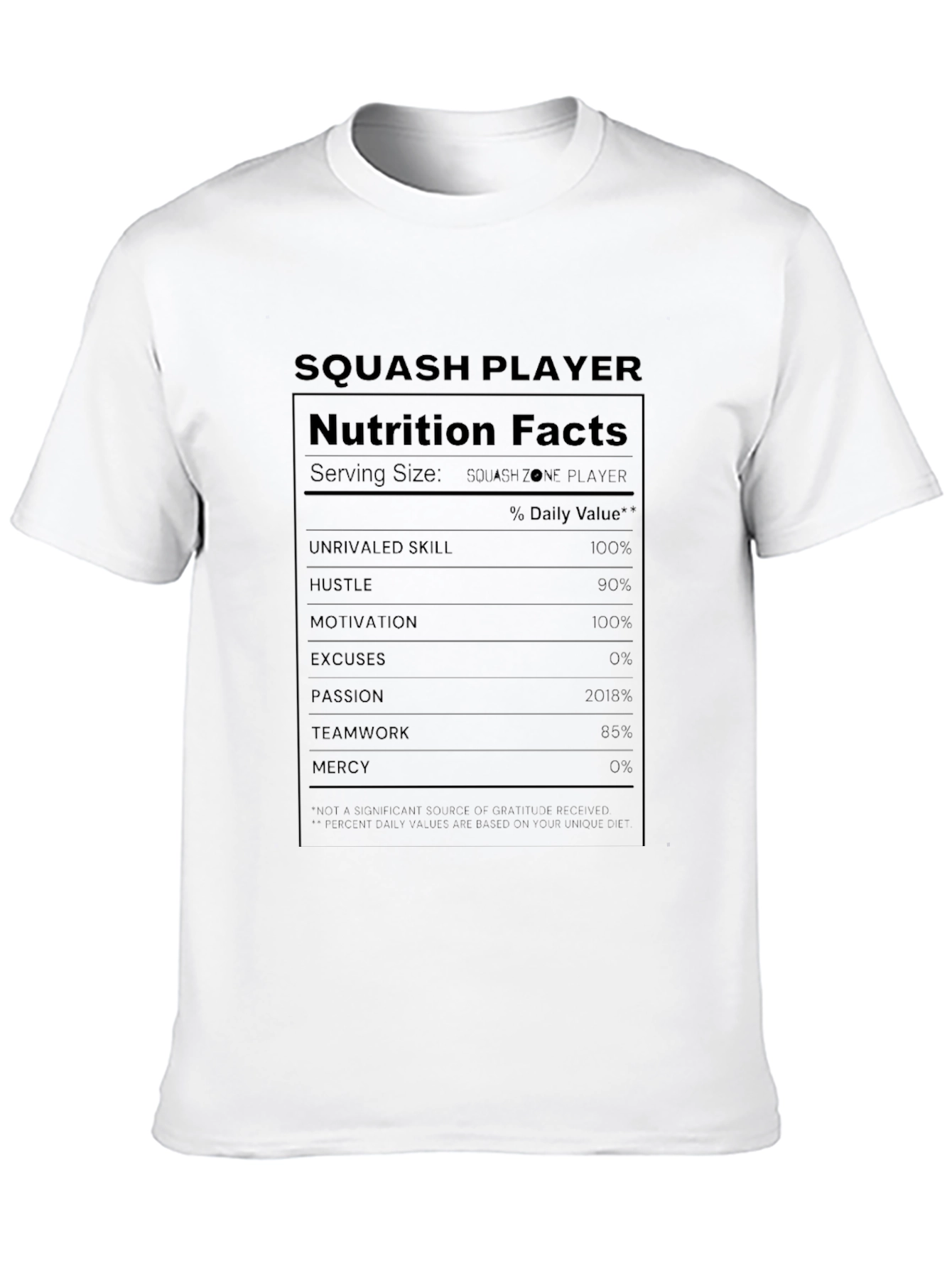 Squash Player Nutrition Facts T-Shirt