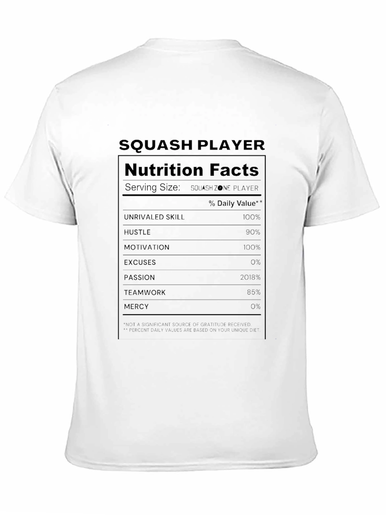 Squash Player Nutrition Facts T-Shirt